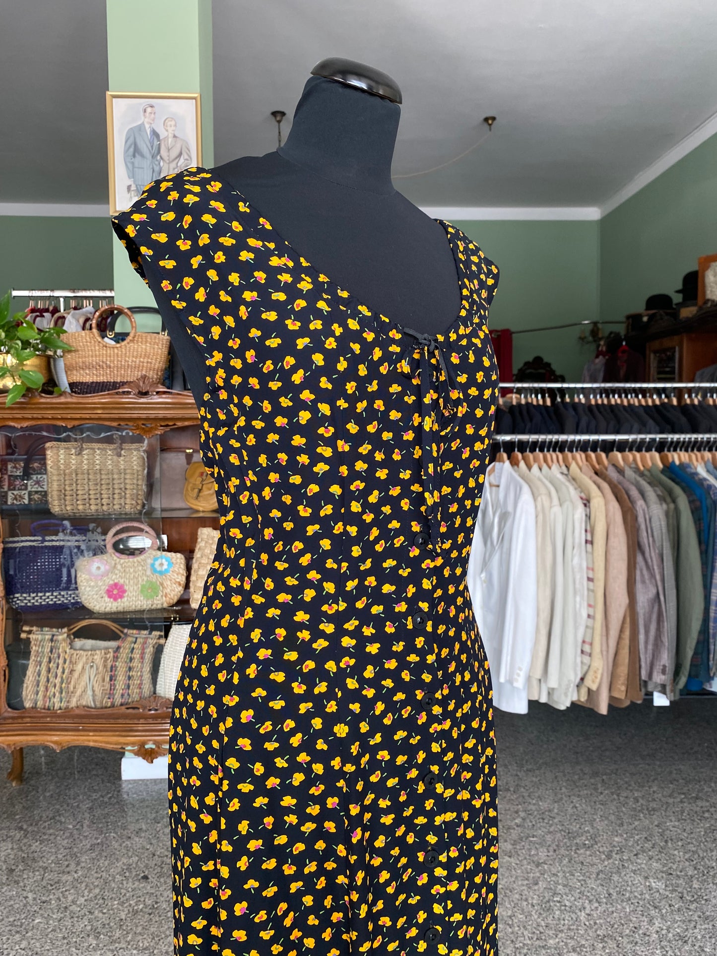 Abito estivo con micro fantasia floreale gialla - TG. 44