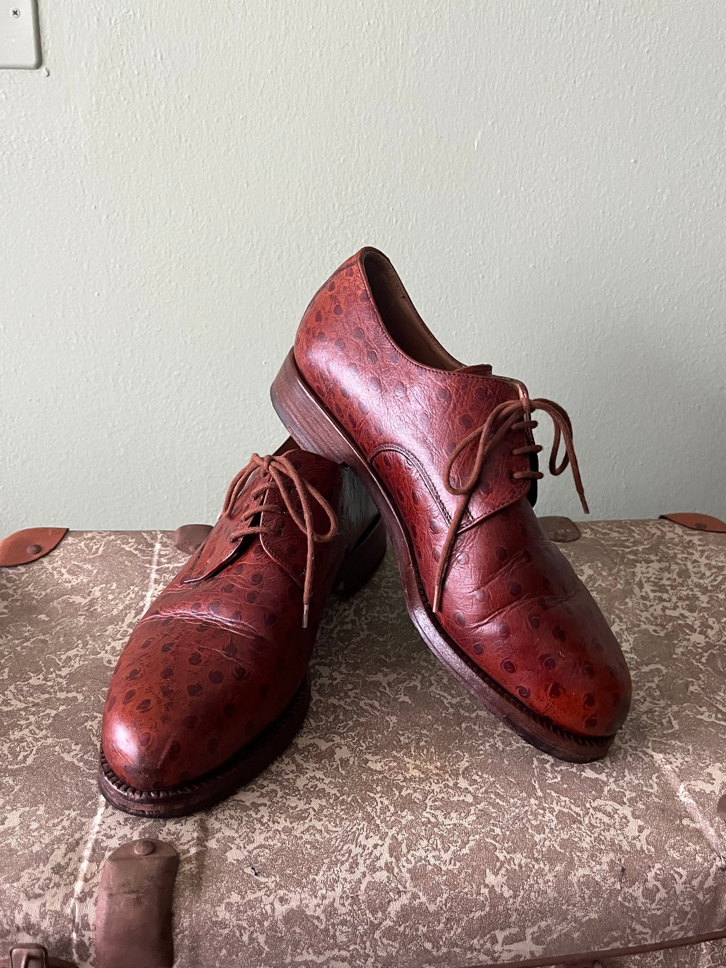 Scarpe anni ‘80 derby pelle simil-struzzo tg. 40