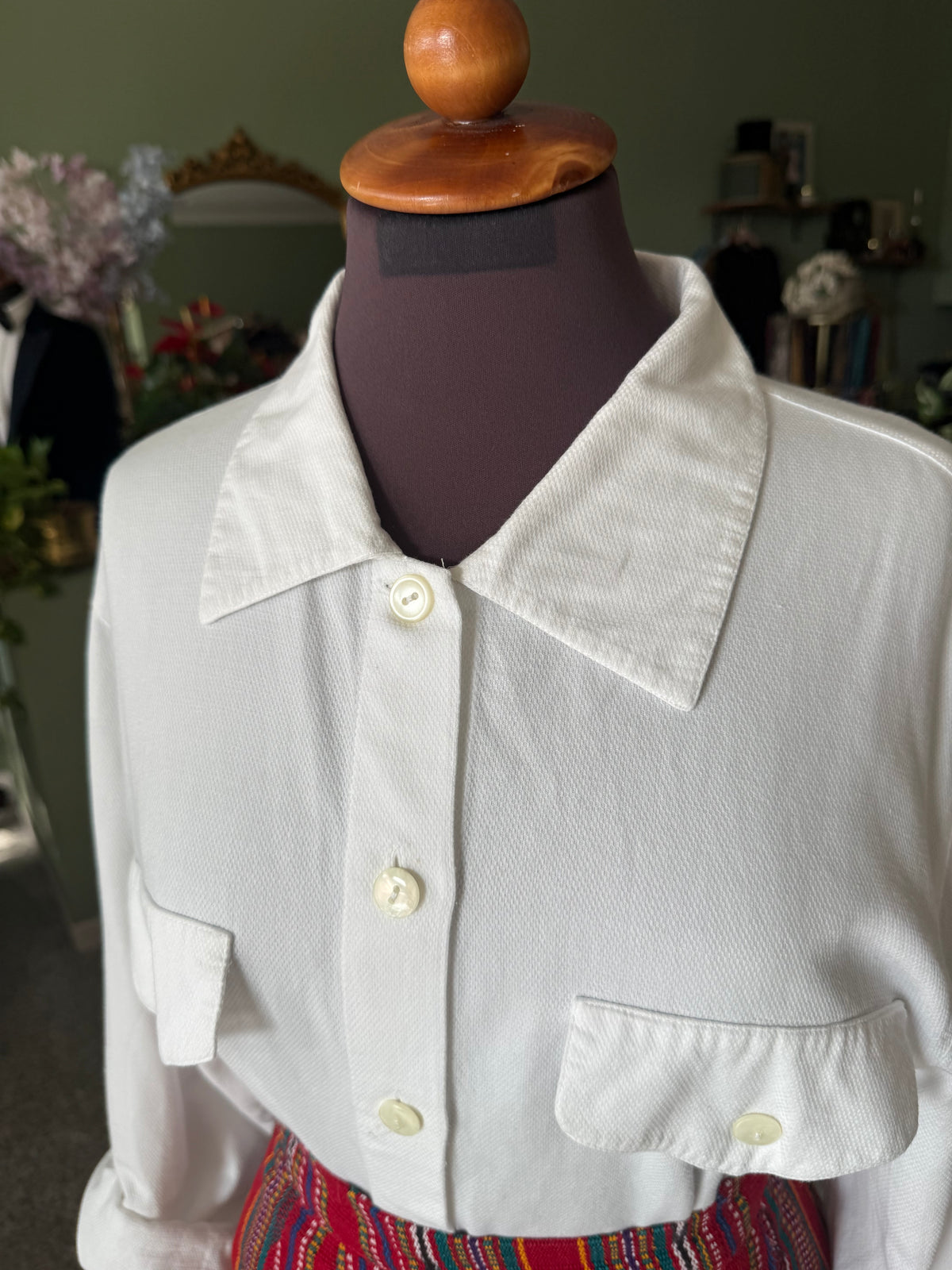 Camicia bianca in piquet di cotone TG. 44/46