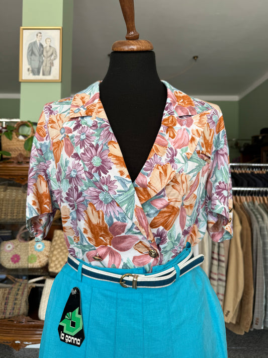 Camicia in cotone con stampa floreale - TG. 44/46