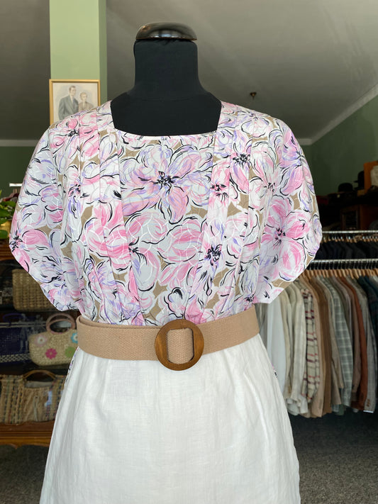 Blusa anni ‘80 con stampa floreale - TG. 48 circa