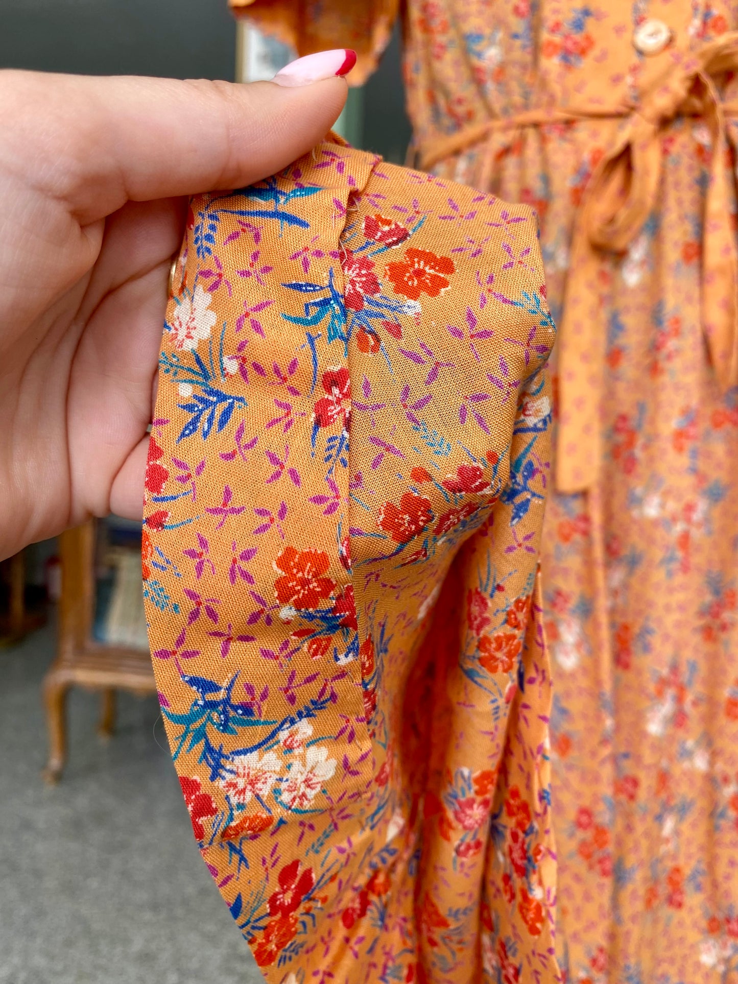 Abito romantico anni ’70 in mussola di cotone – fatto a mano - TG. 44/46