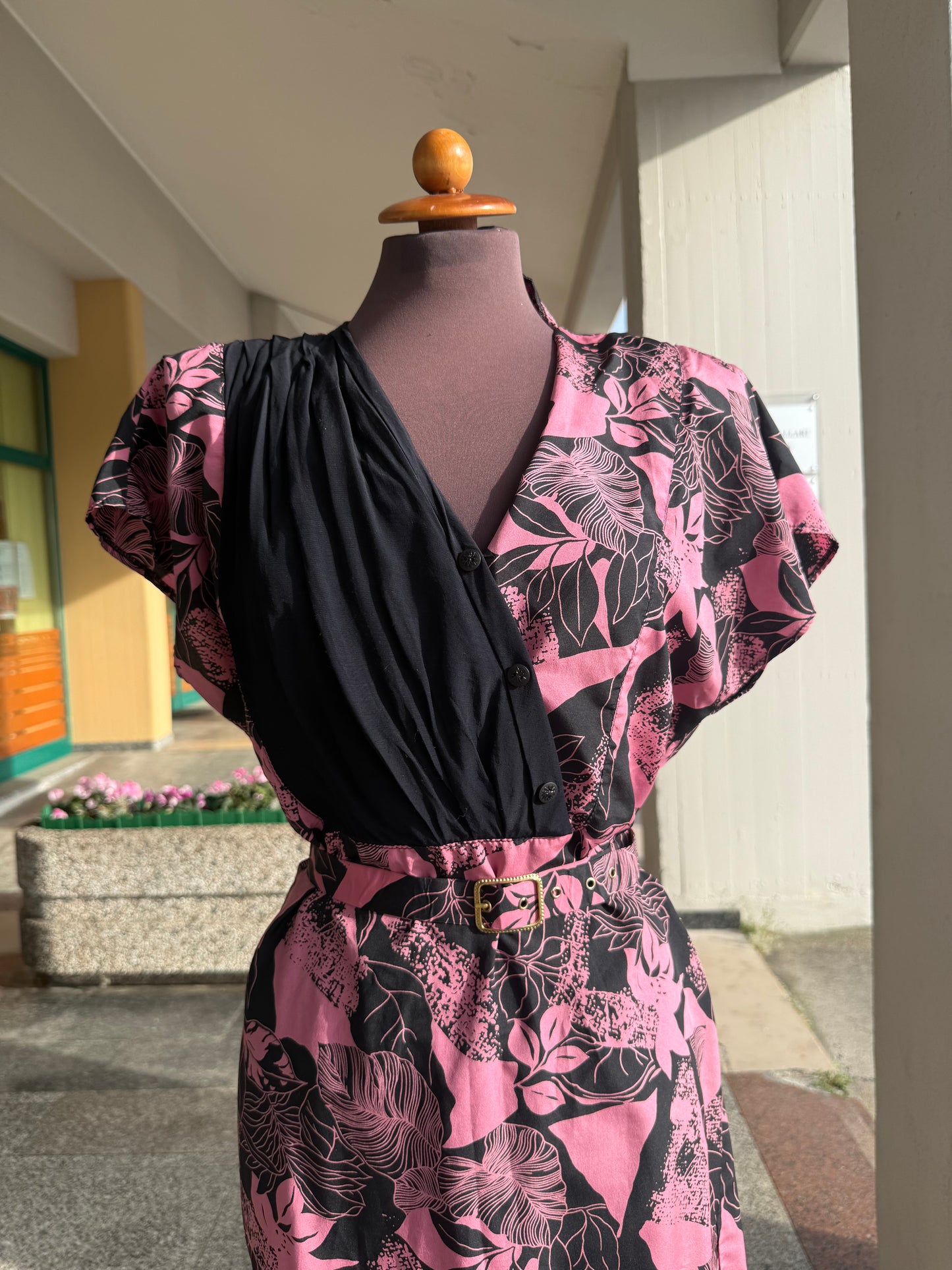 Abito anni ‘80 rosa e nero - TG. 42/44
