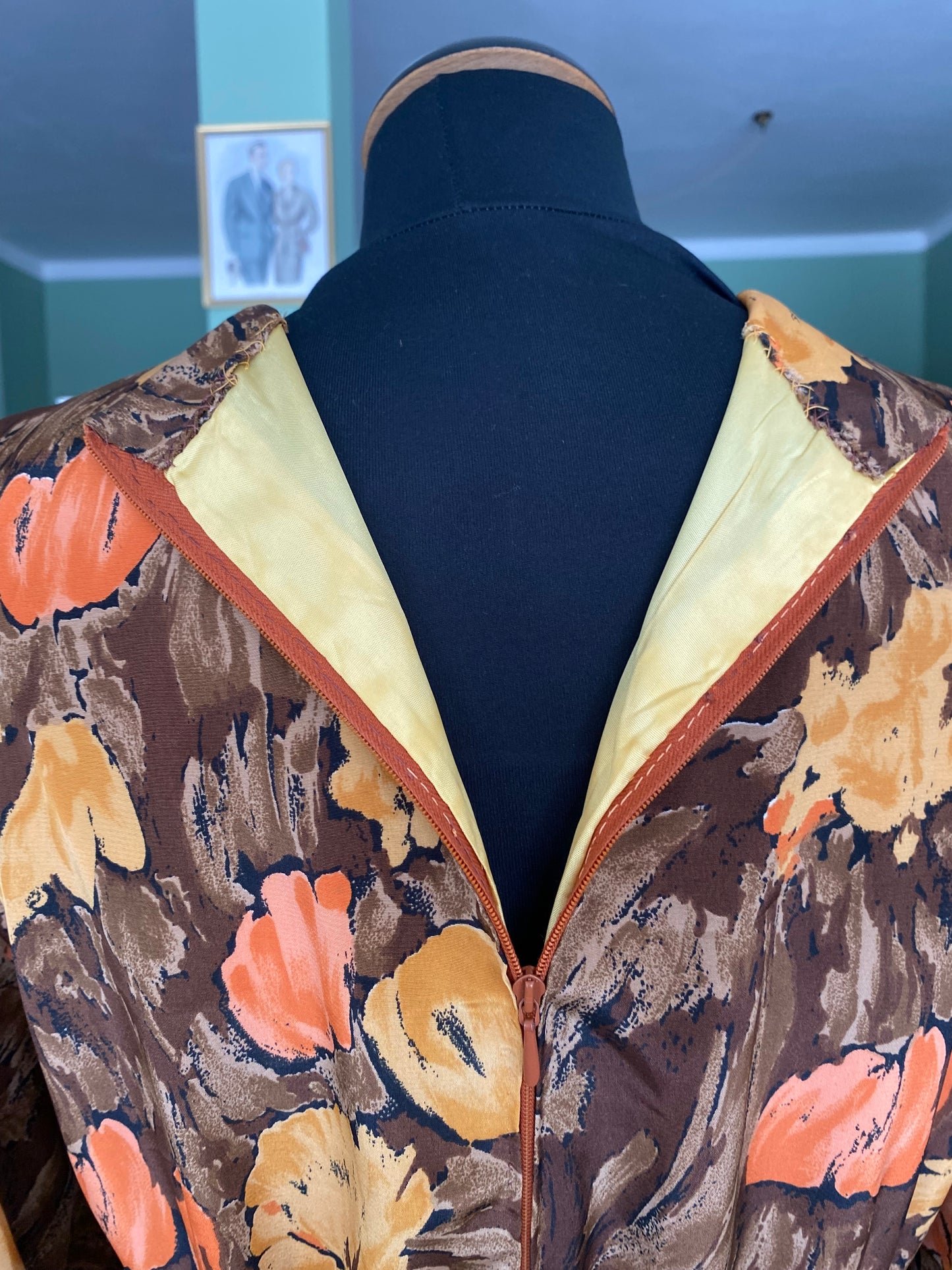 Abito in seta sartoriale con stampa pittorica - TG. 44 circa