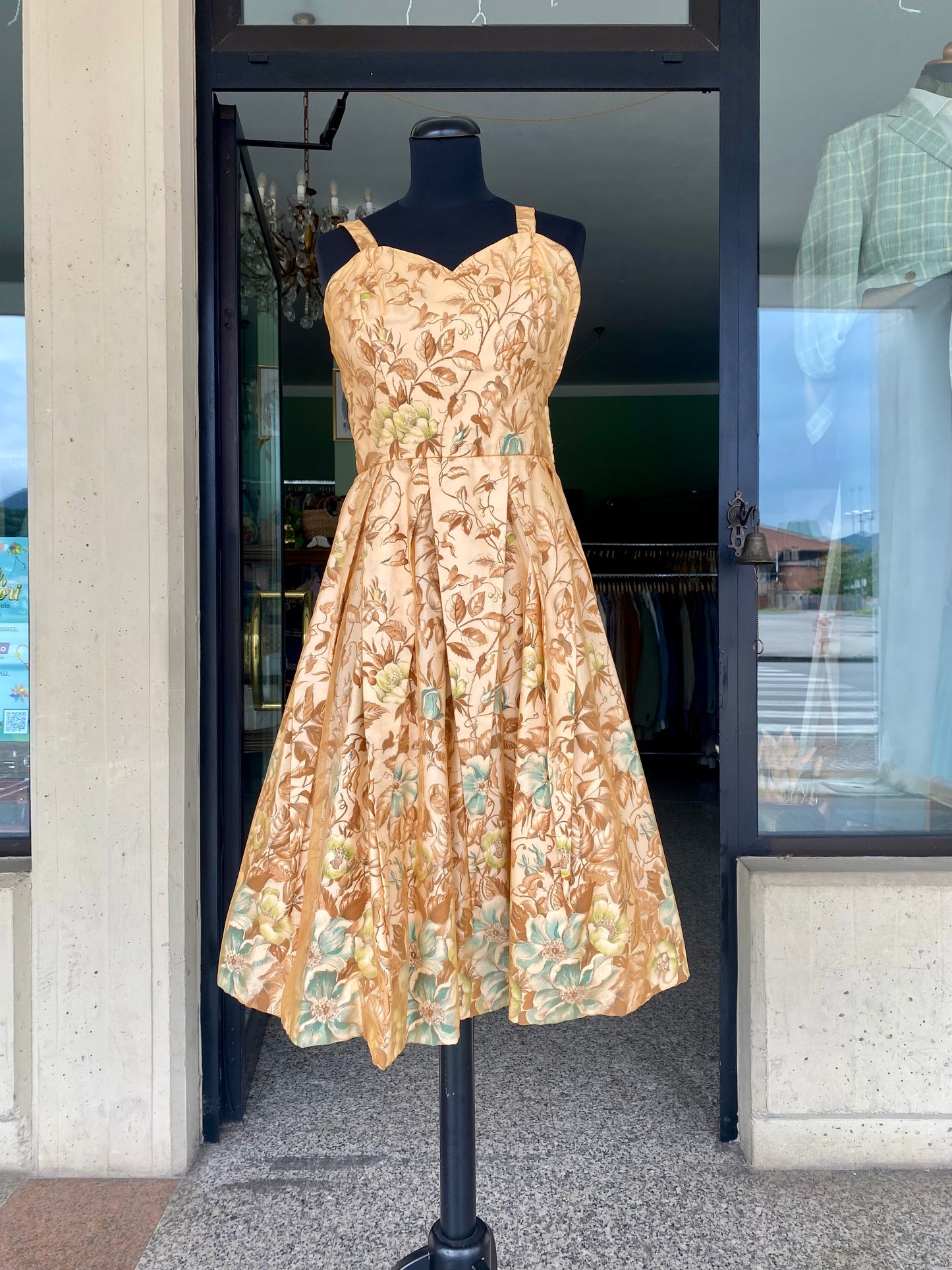 Raffinato abito anni '50 con organza floreale - TG. 38/40