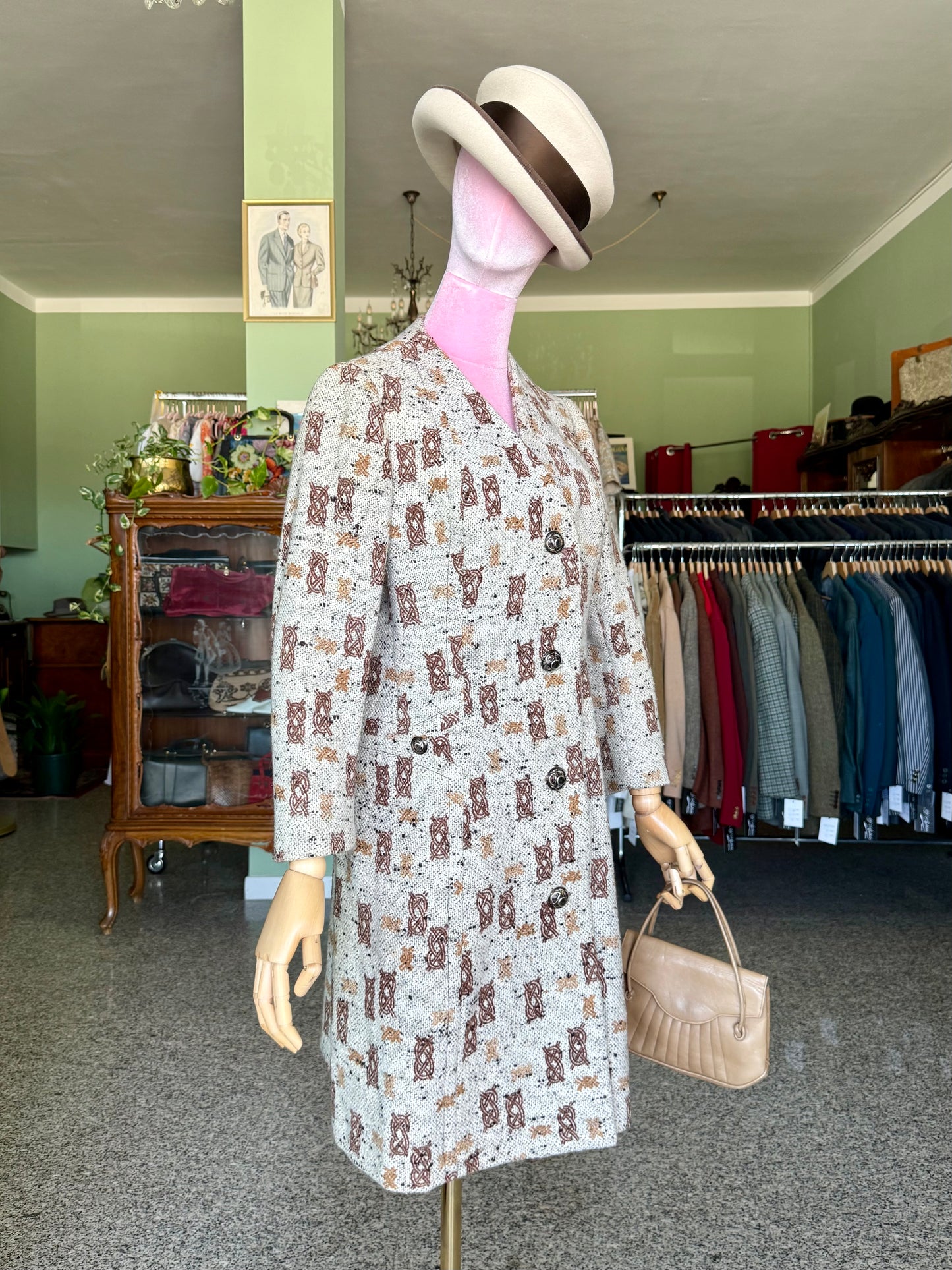 Cappotto anni ‘60 con fantasia geometrica - TG. 40/42