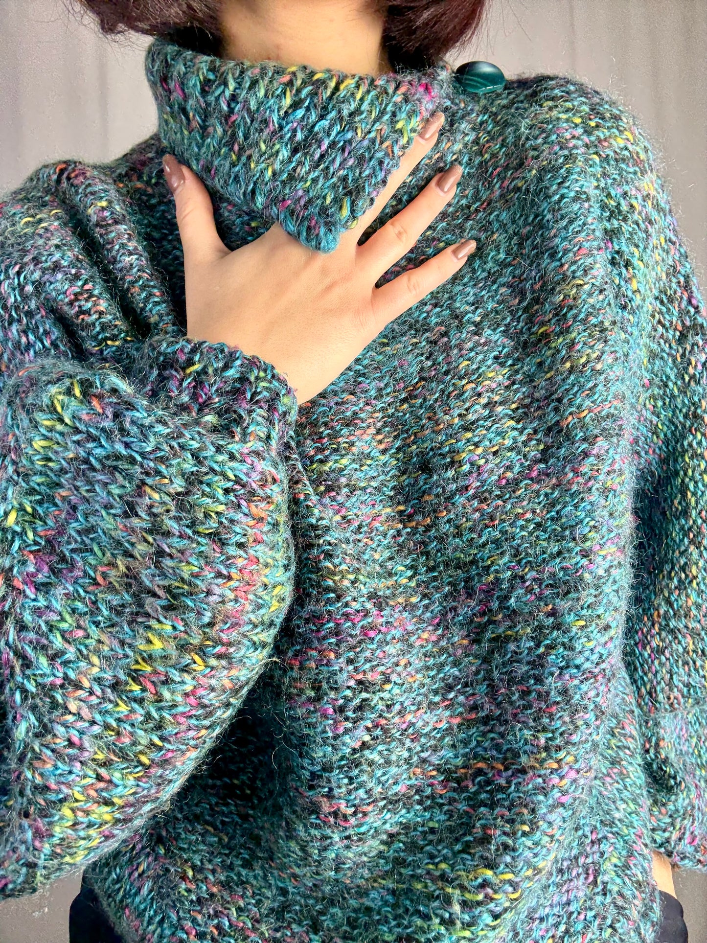 Maglione anni ‘80 mélange con collo strutturato - TG. 40-46