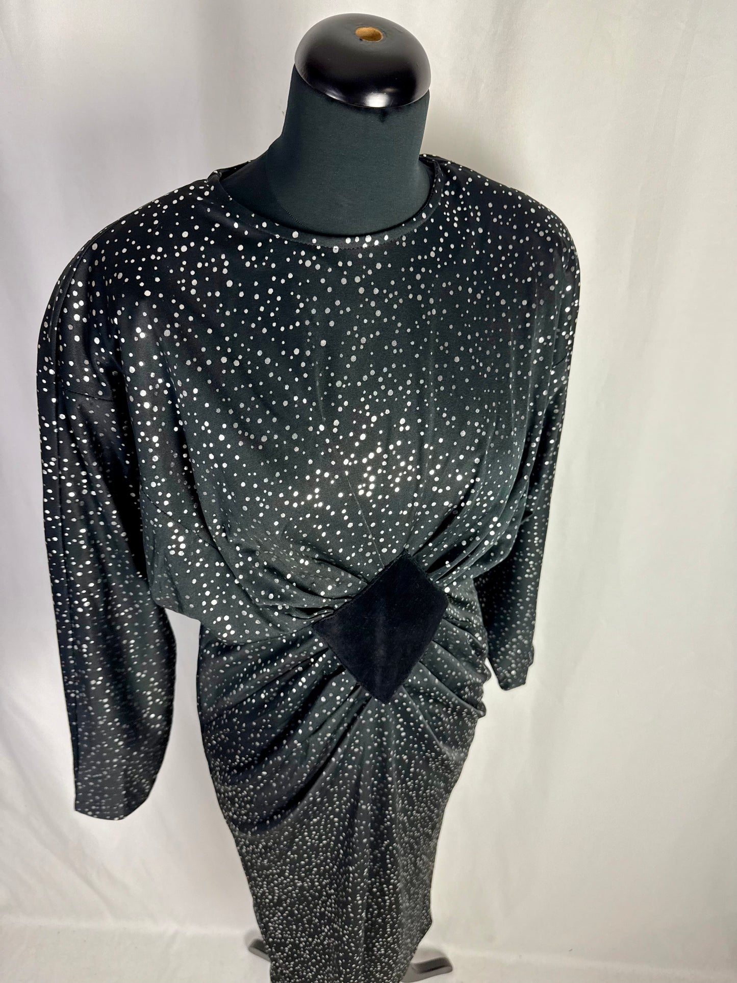 Abito anni ’80 da diva con pois argento scintillanti - TG. 40/42