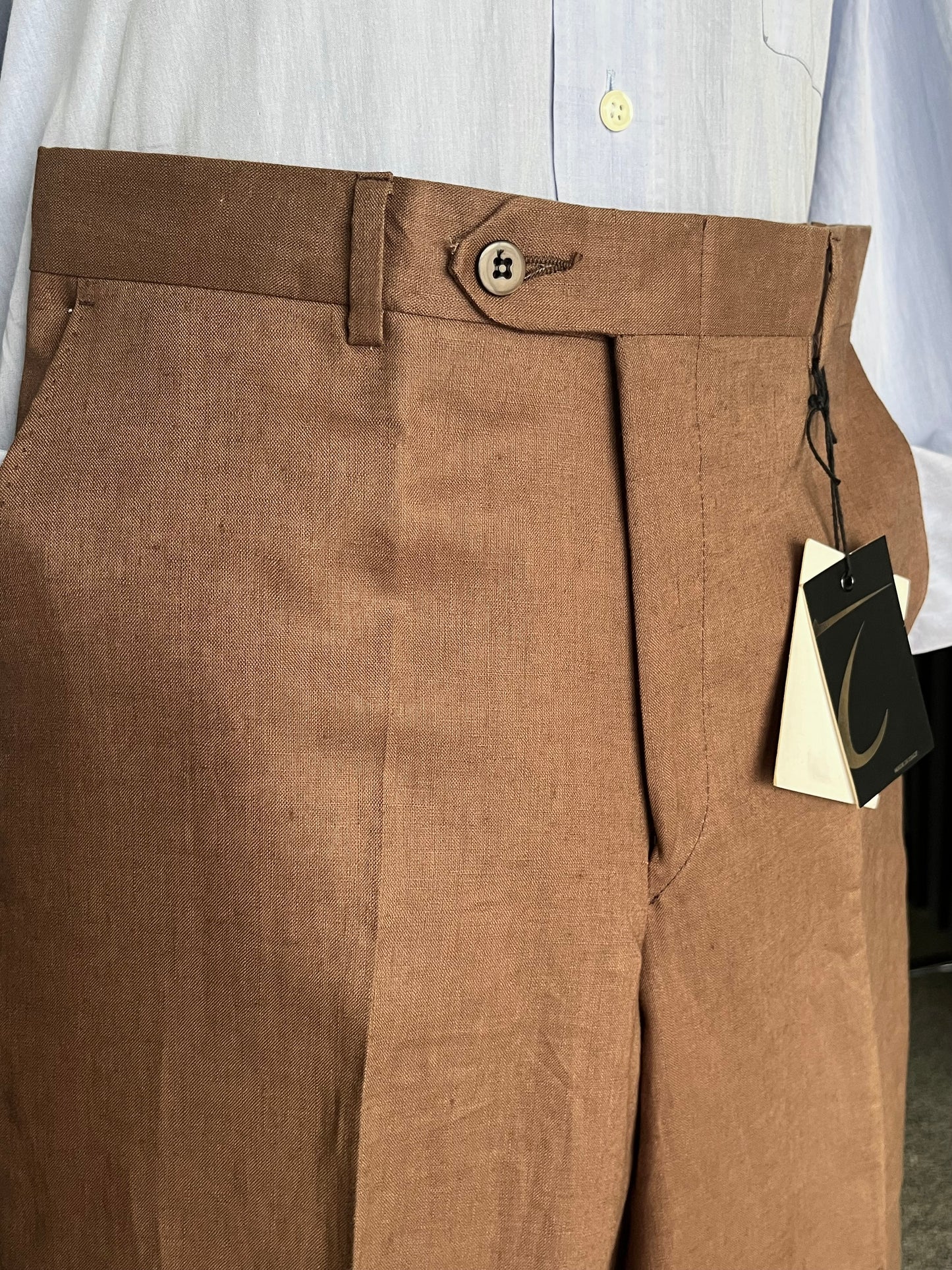 Calzoni anni ‘90 lino marrone NOS tg. 50