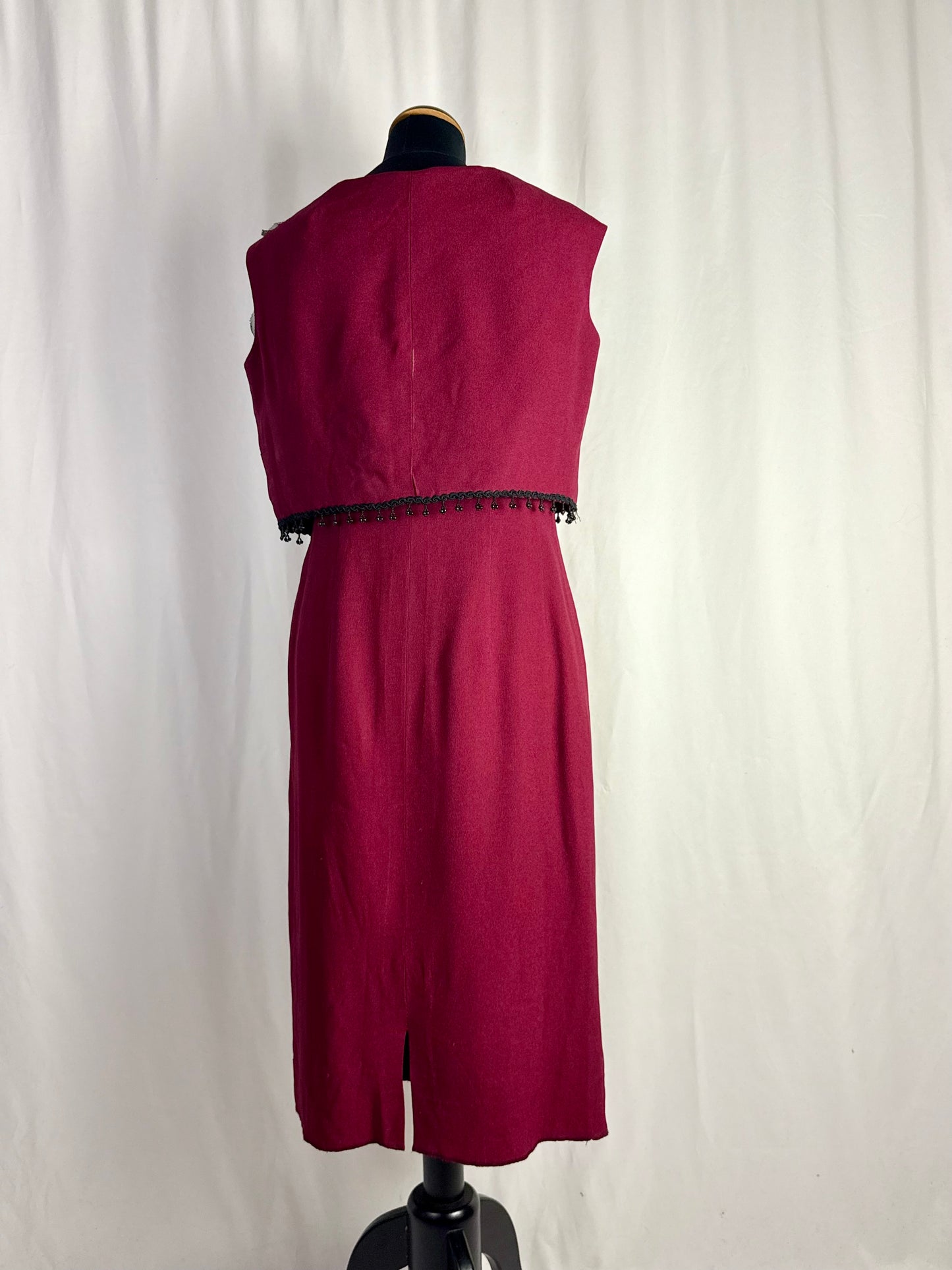 Abito anni ‘60 con passamaneria con perline nere - TG. 42