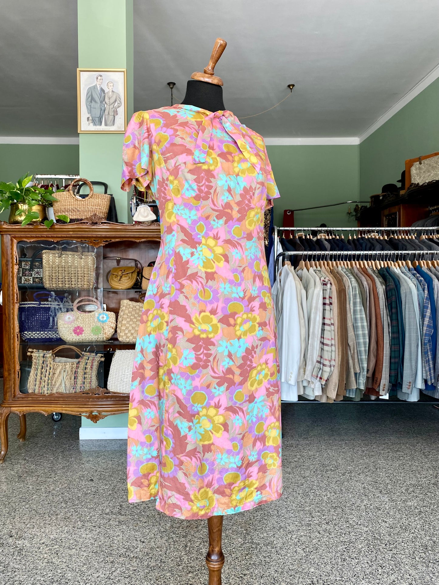 Abito in seta anni ‘60 con stampa iconica - TG. 46