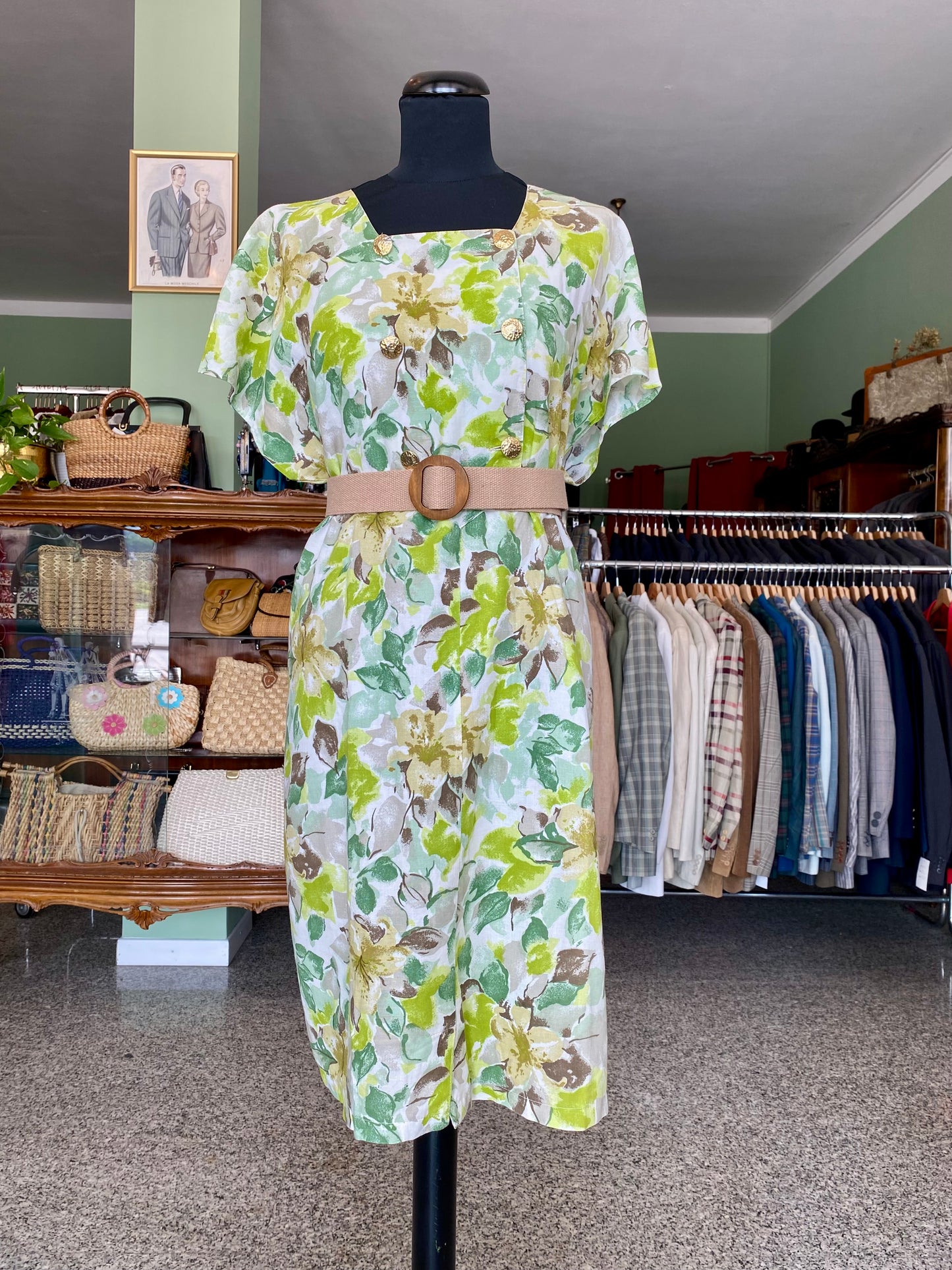 Abito in lino con fantasia floreale - TG. 44/46