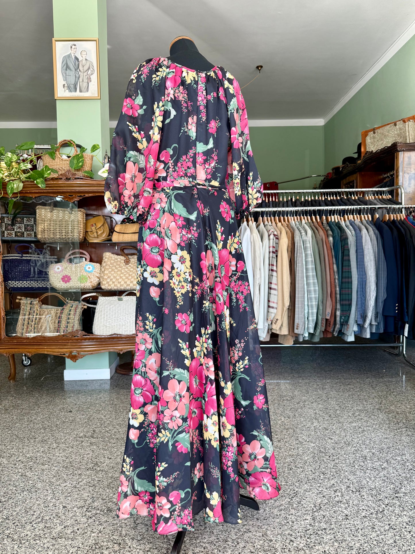 Maxi dress anni ‘70 campo fiorito - TG. 42