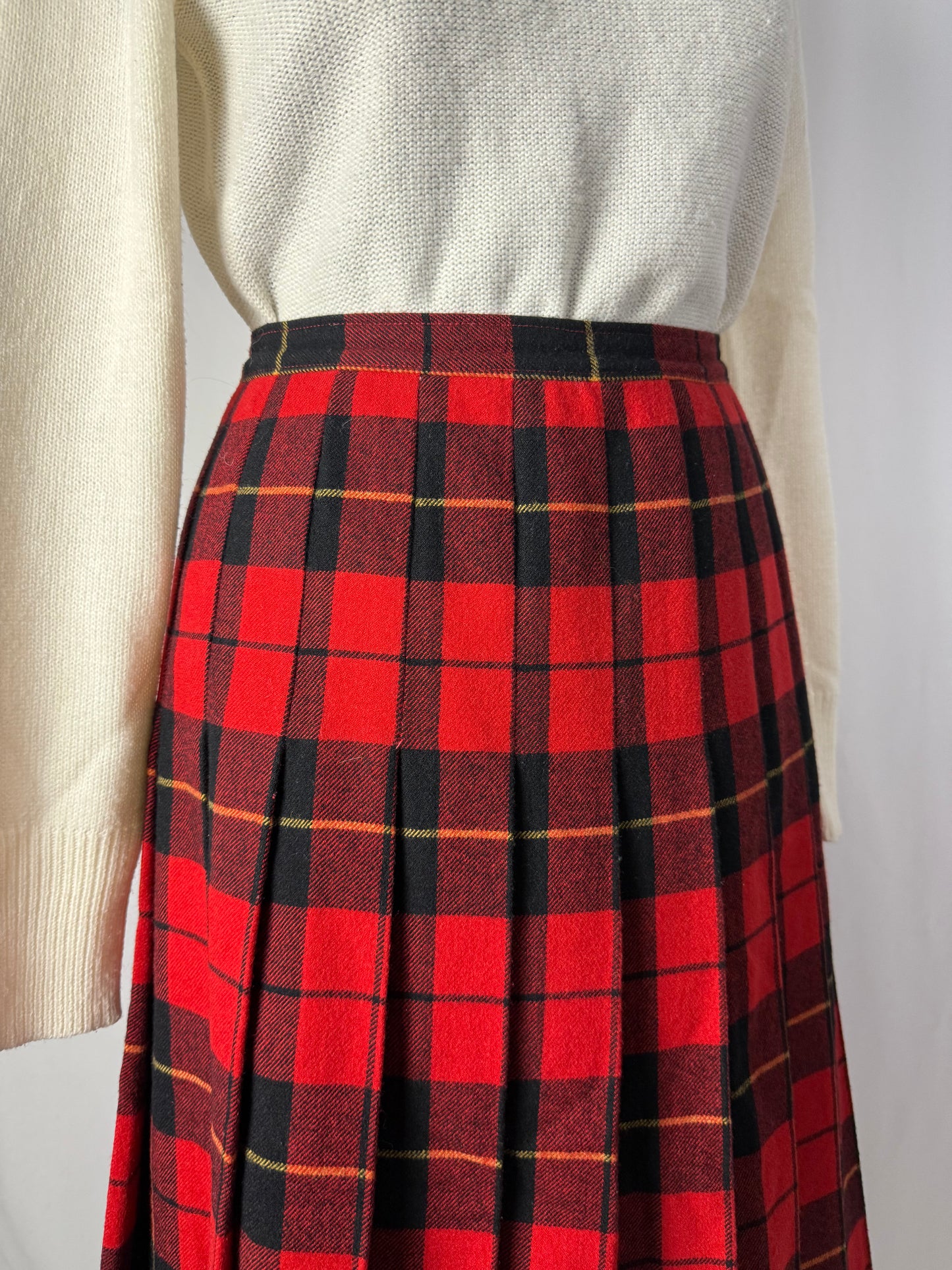 Gonna tartan rossa in pura lana - TG. 42