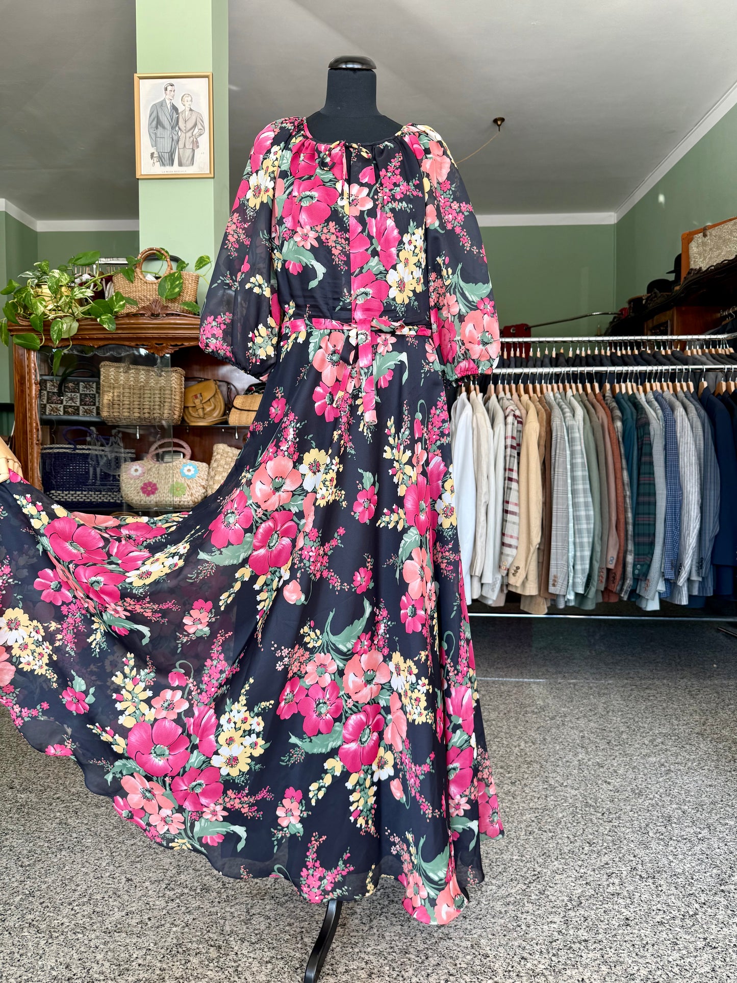 Maxi dress anni ‘70 campo fiorito - TG. 42