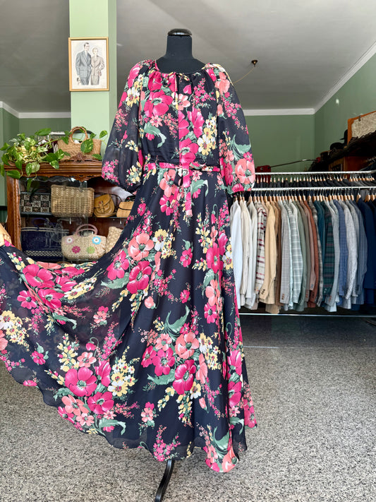 Maxi dress anni ‘70 campo fiorito - TG. 42