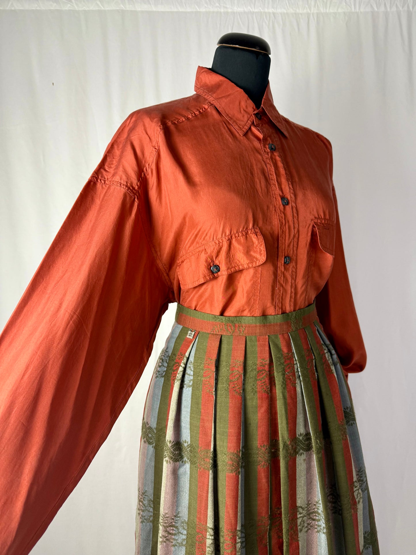 Camicia in pura seta color ruggine - TG. 50/52