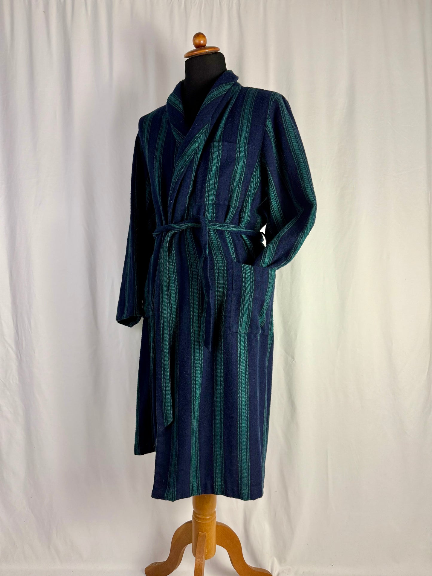 Vestaglia di lana a righe blu e ottanio - TG. M/L