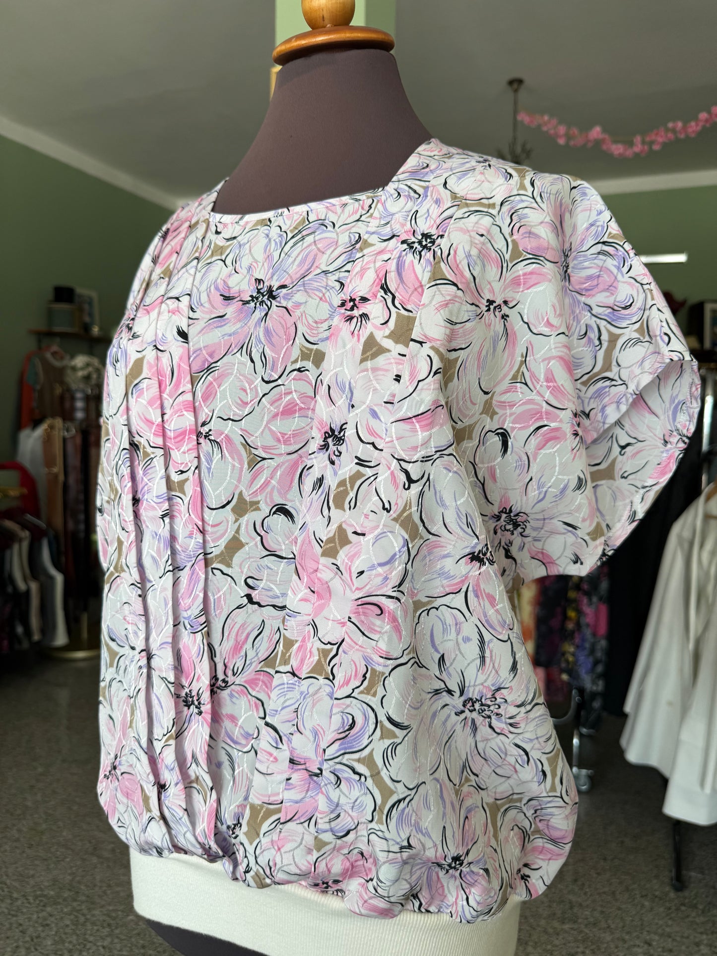 Blusa anni ‘80 con stampa floreale - TG. 48 circa