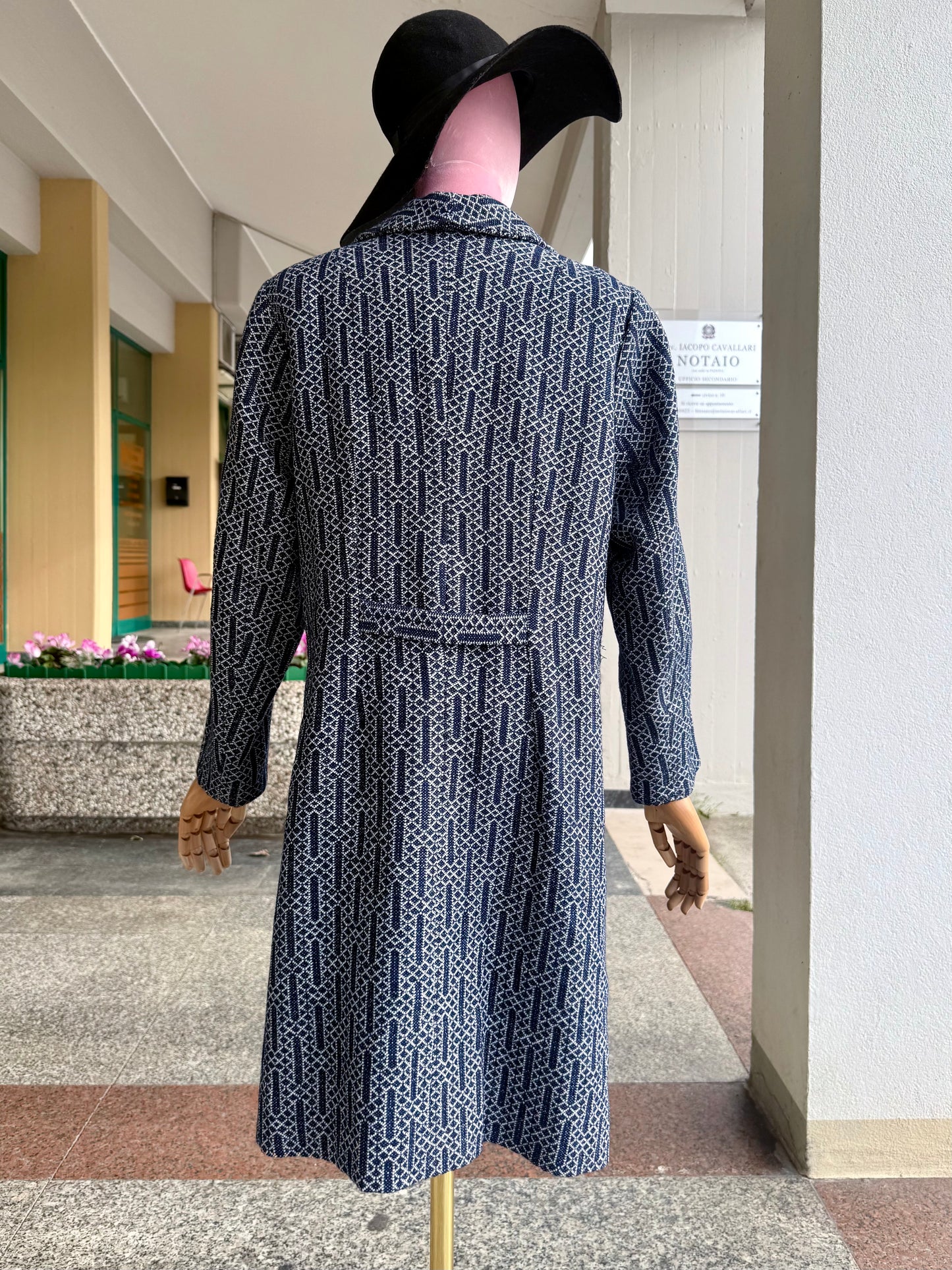 Cappotto anni ‘60 bianco e blu - TG. 48/50