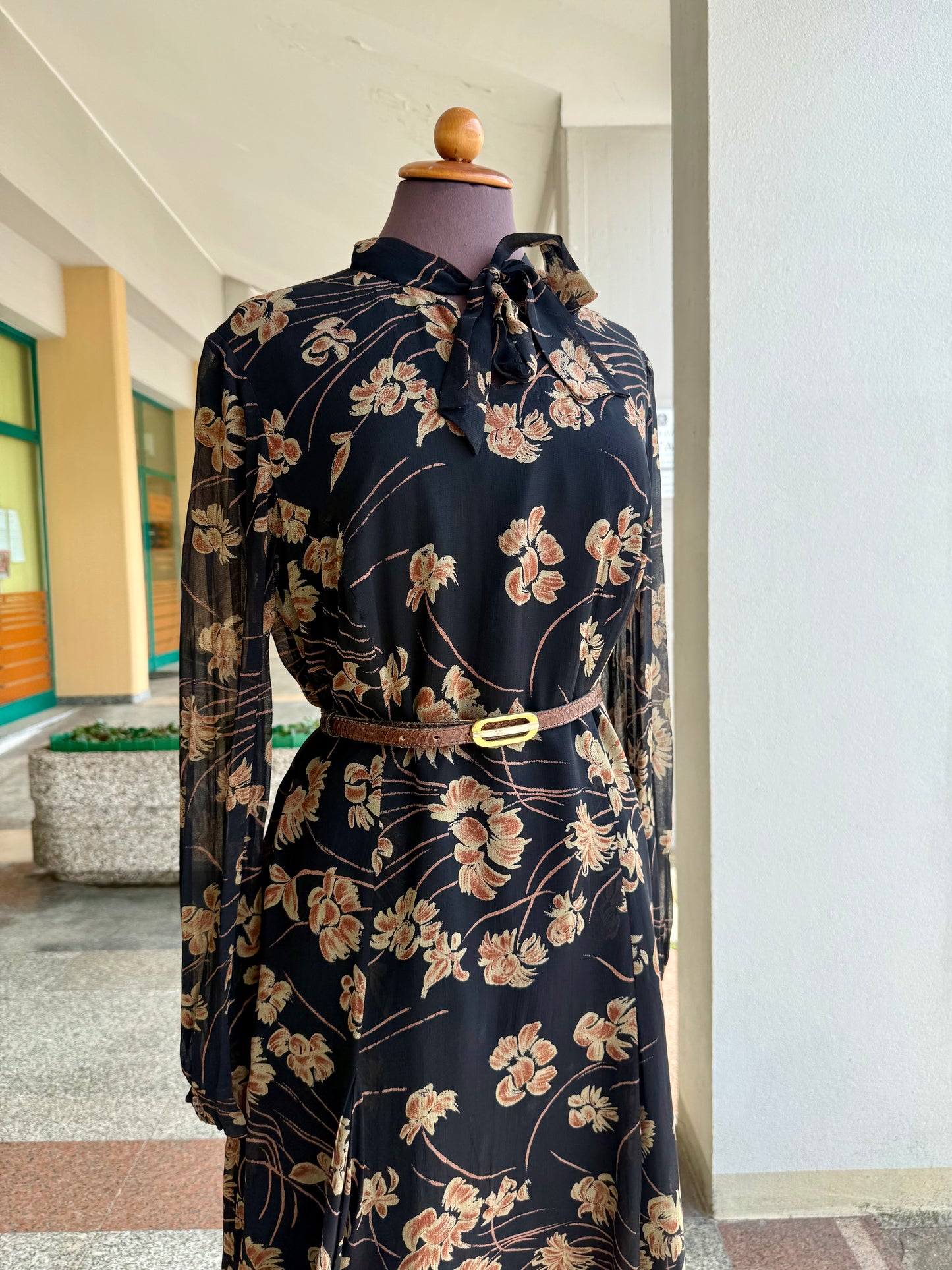 Abito anni ‘60 in crepe di seta + gilet - TG. 44/46