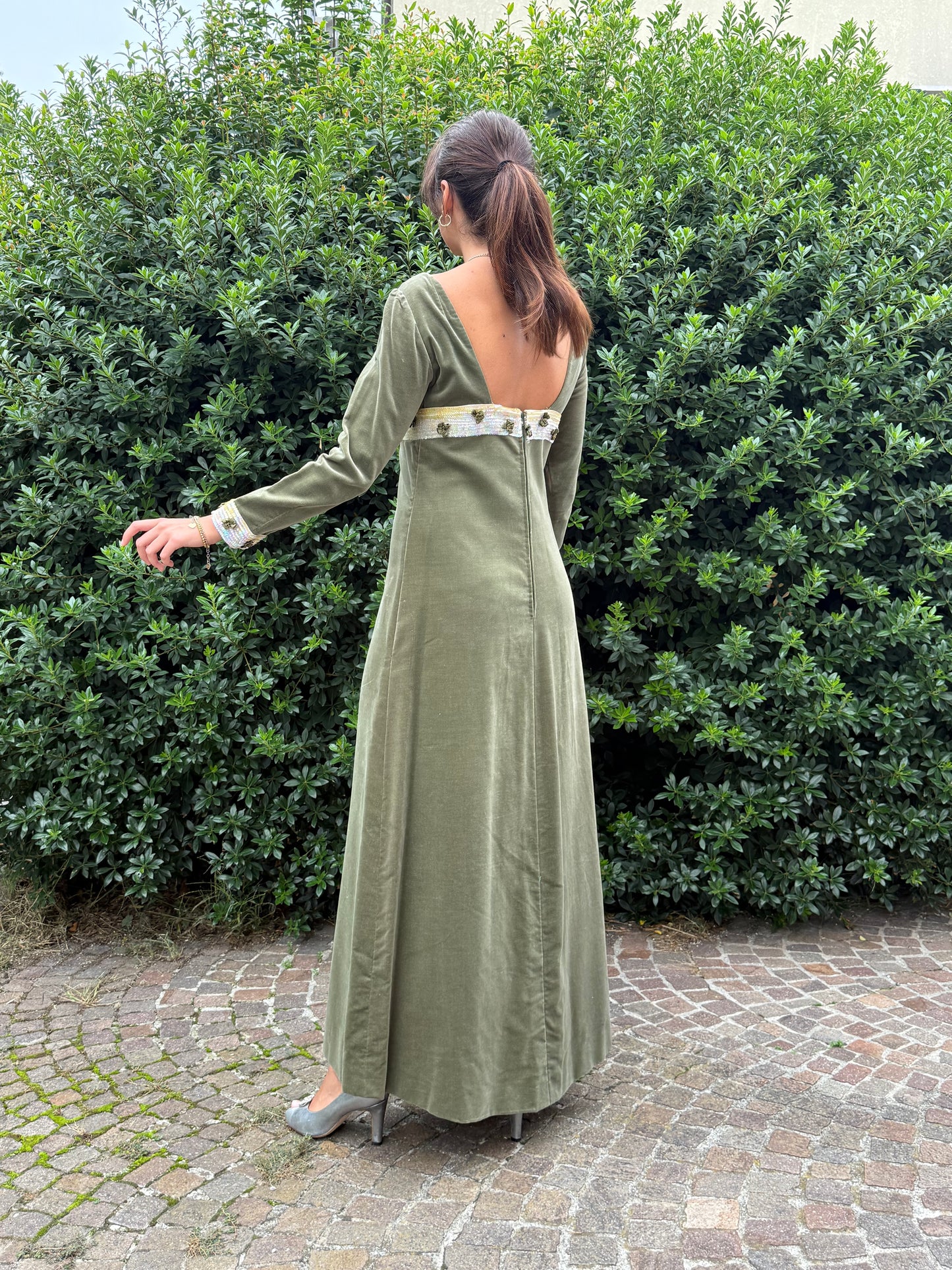 Maxi dress anni ‘70 in velluto - stile Regency - TG. 38/40