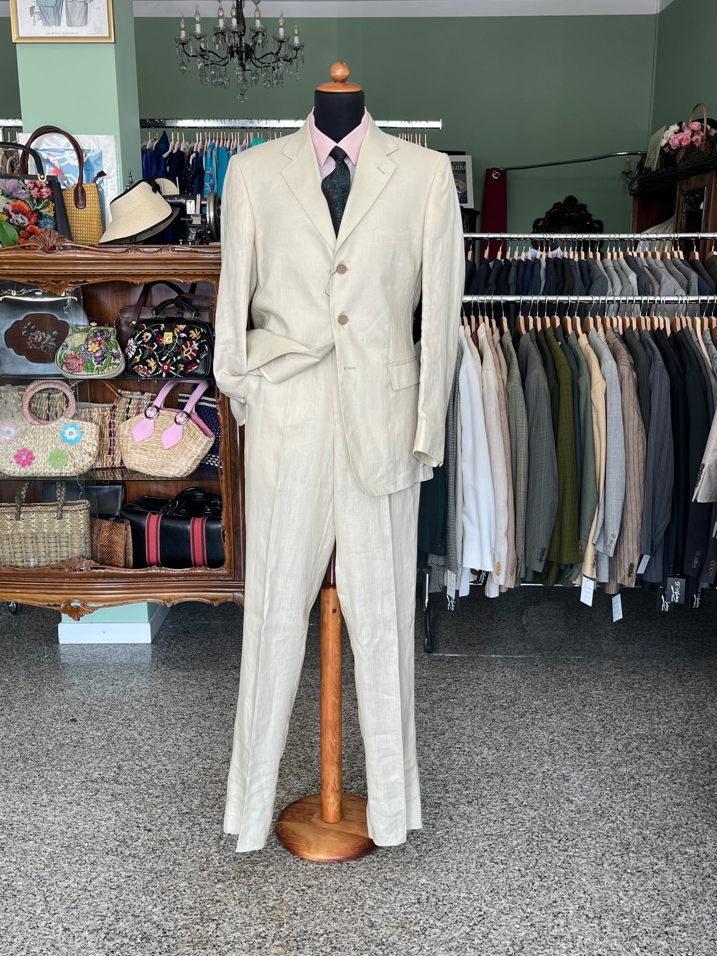 Completo in lino crema NOS tg. 52
