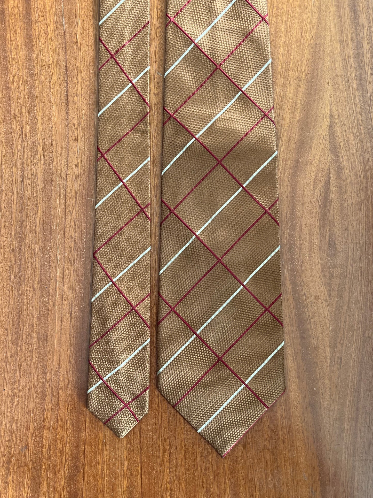 Cravatta anni ‘80 caramello a quadri