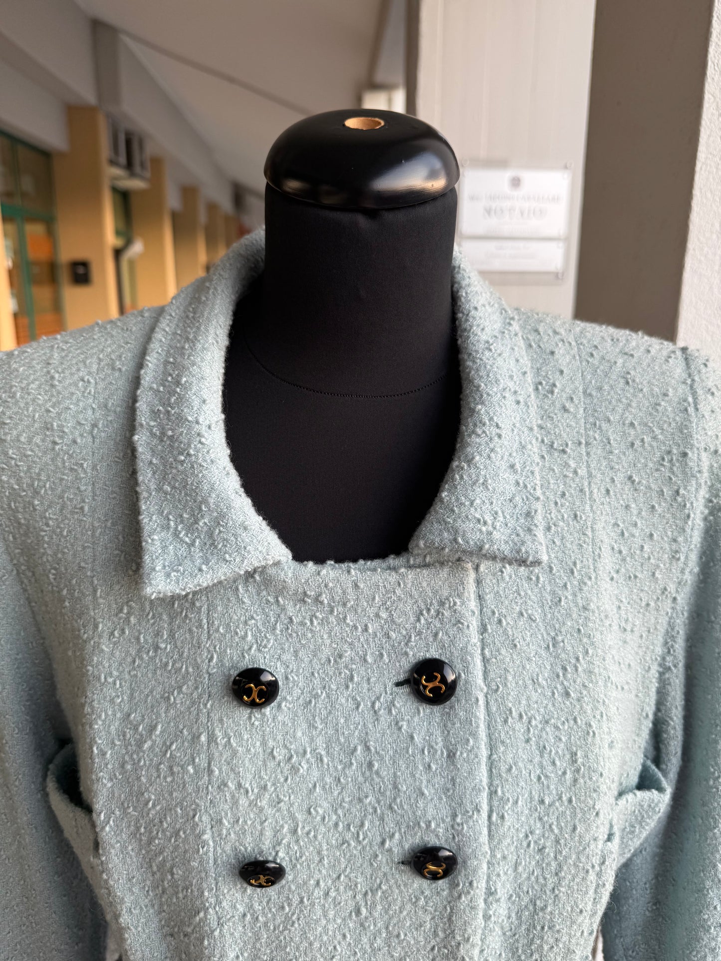 Tailleur in bouclé azzurro polvere - TG. 44