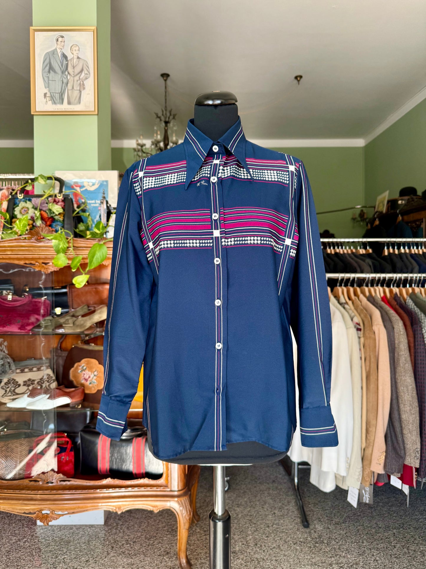 Camicia blu a motivi geometrici - TG. 44