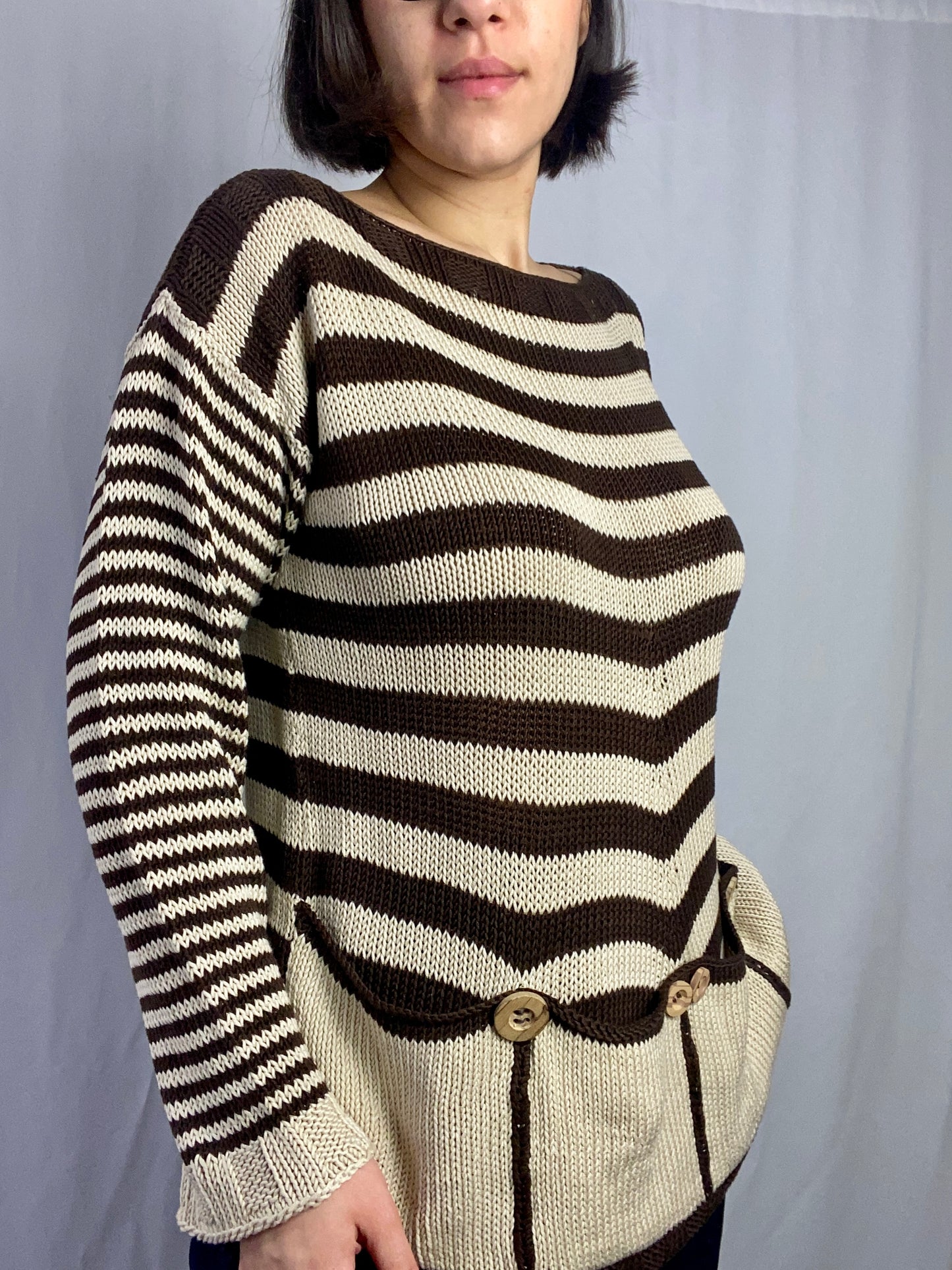 Blusa a righe panna e marroni - TG. 44/46