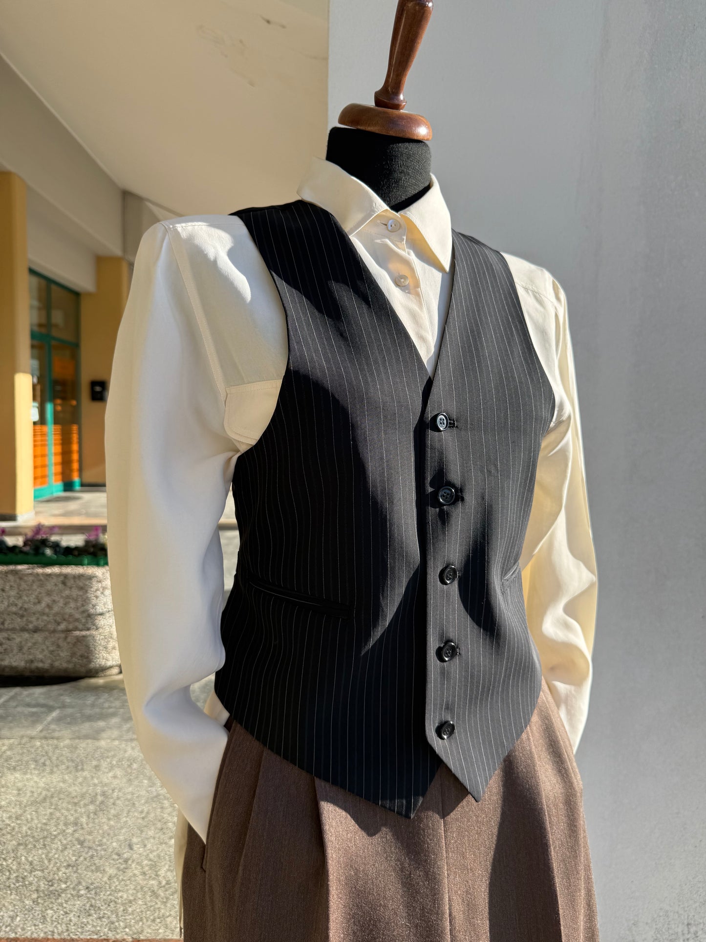 Gilet classico nero gessato - TG. 40