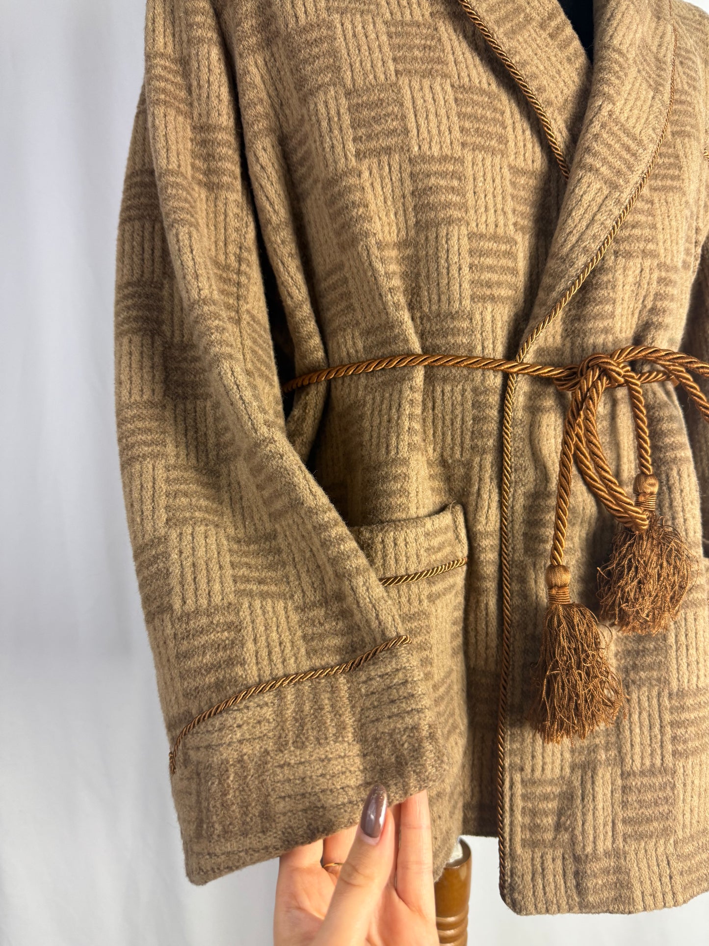 Giacca da camera beige con motivo geometrico - TG. S/M