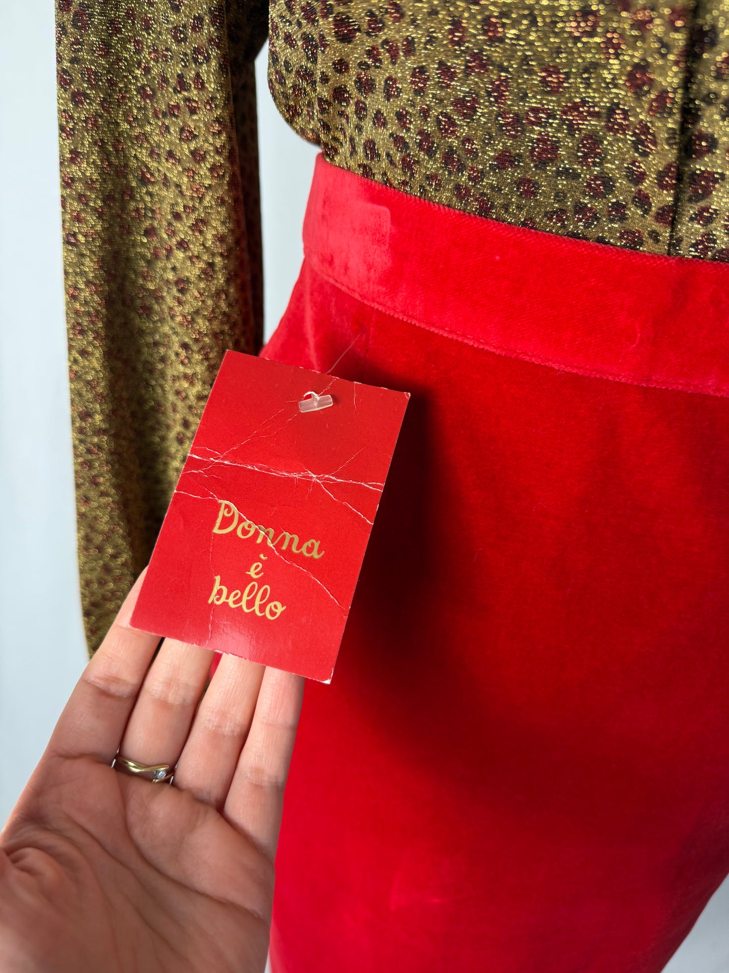 Gonna rossa in velluto di cotone - TG. 46