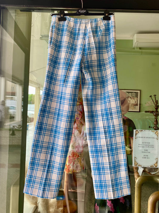 Pantaloni anni ‘70 a quadri celesti - TG. 36