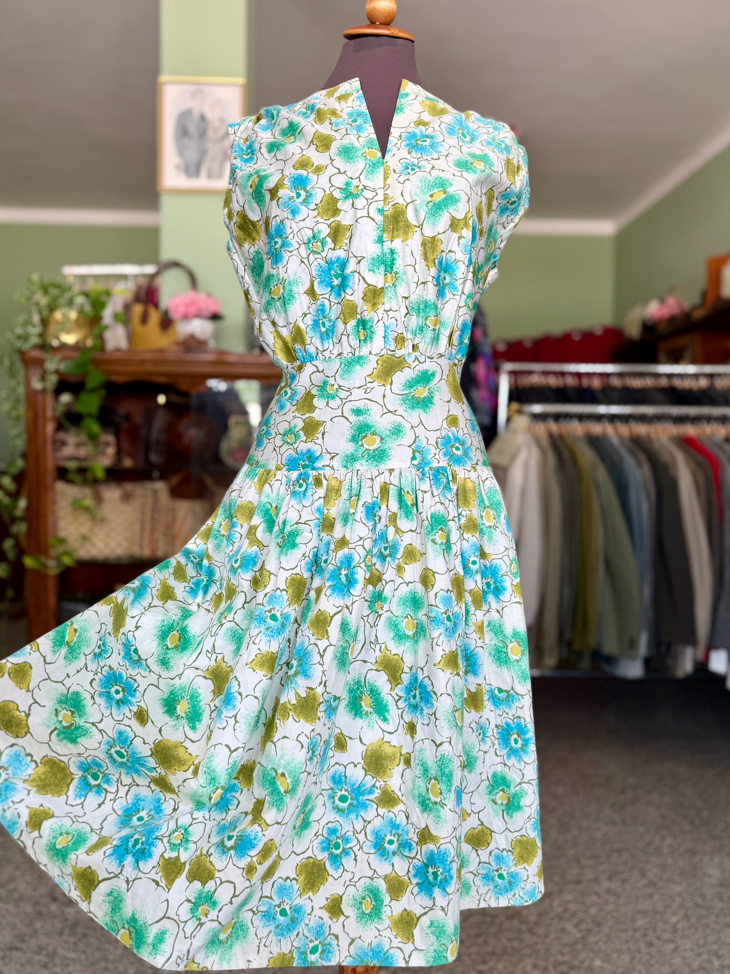 Cotone fiori azzurri
