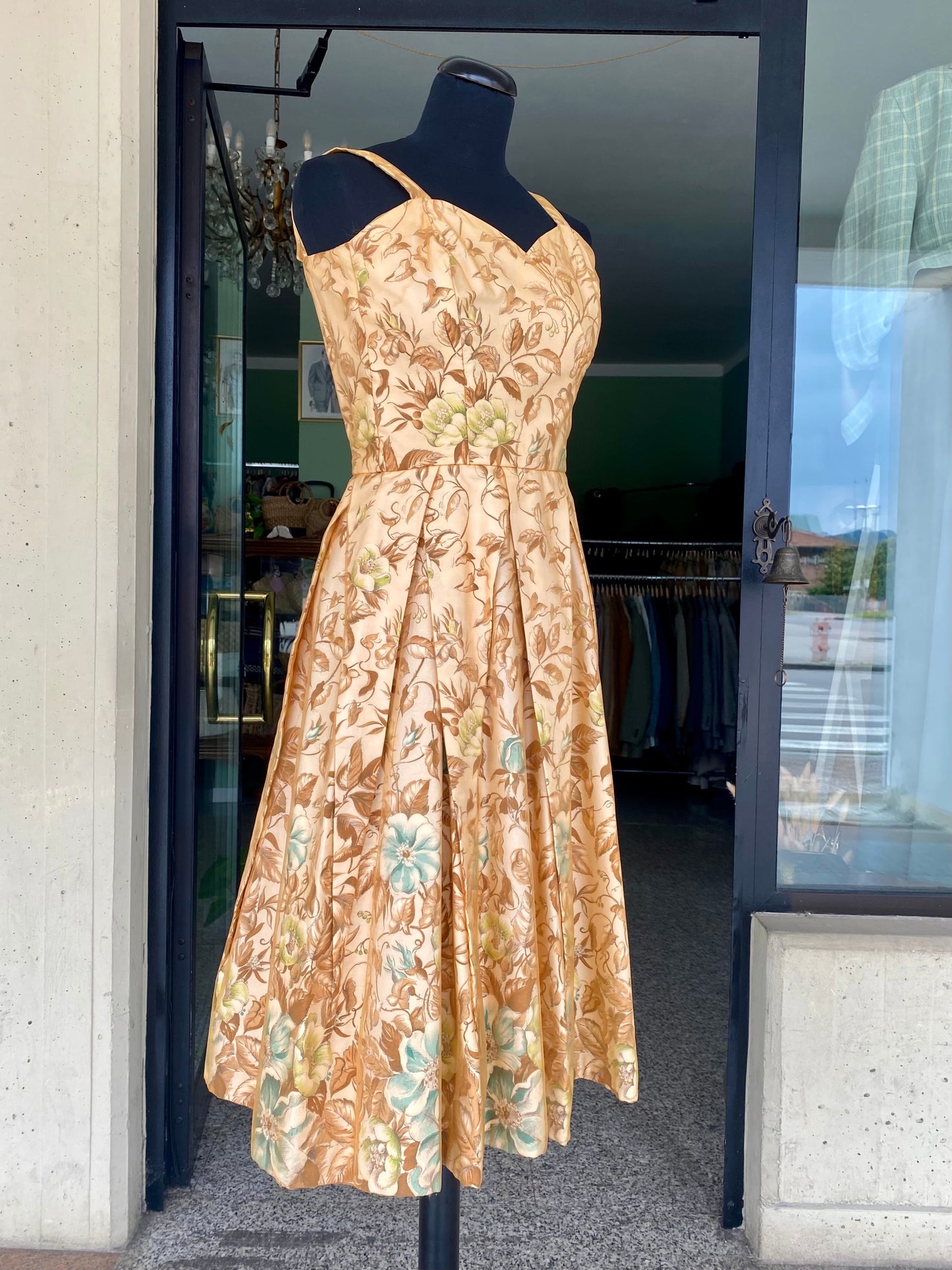 Raffinato abito anni '50 con organza floreale - TG. 38/40