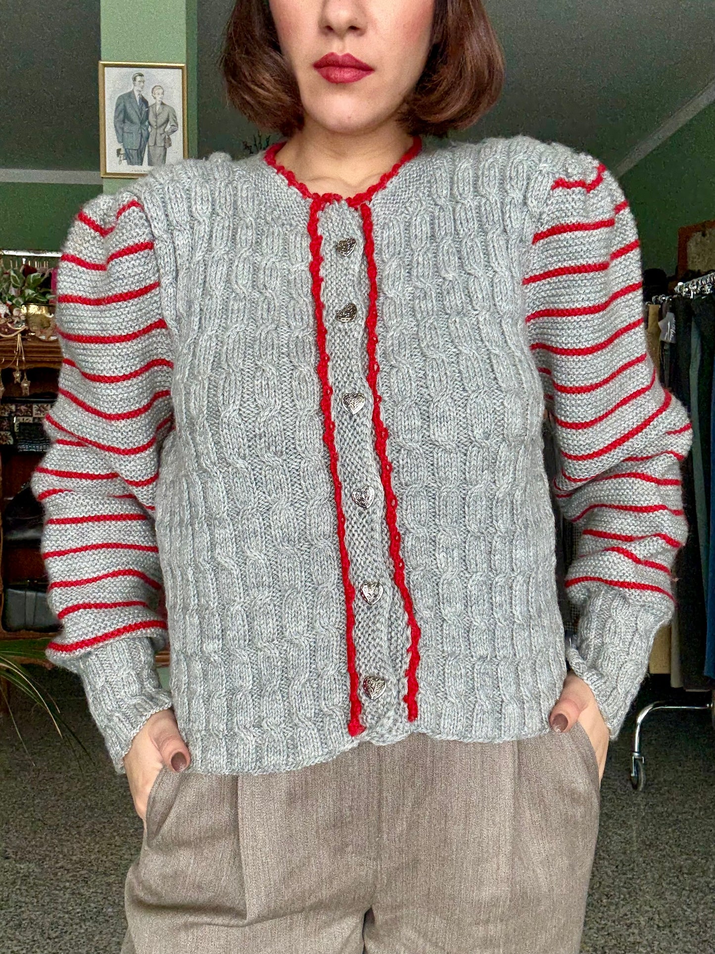 Cardigan tirolese con maniche a righe - TG. 44/46