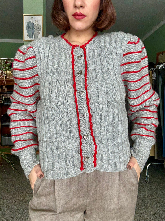 Cardigan tirolese con maniche a righe - TG. 44/46