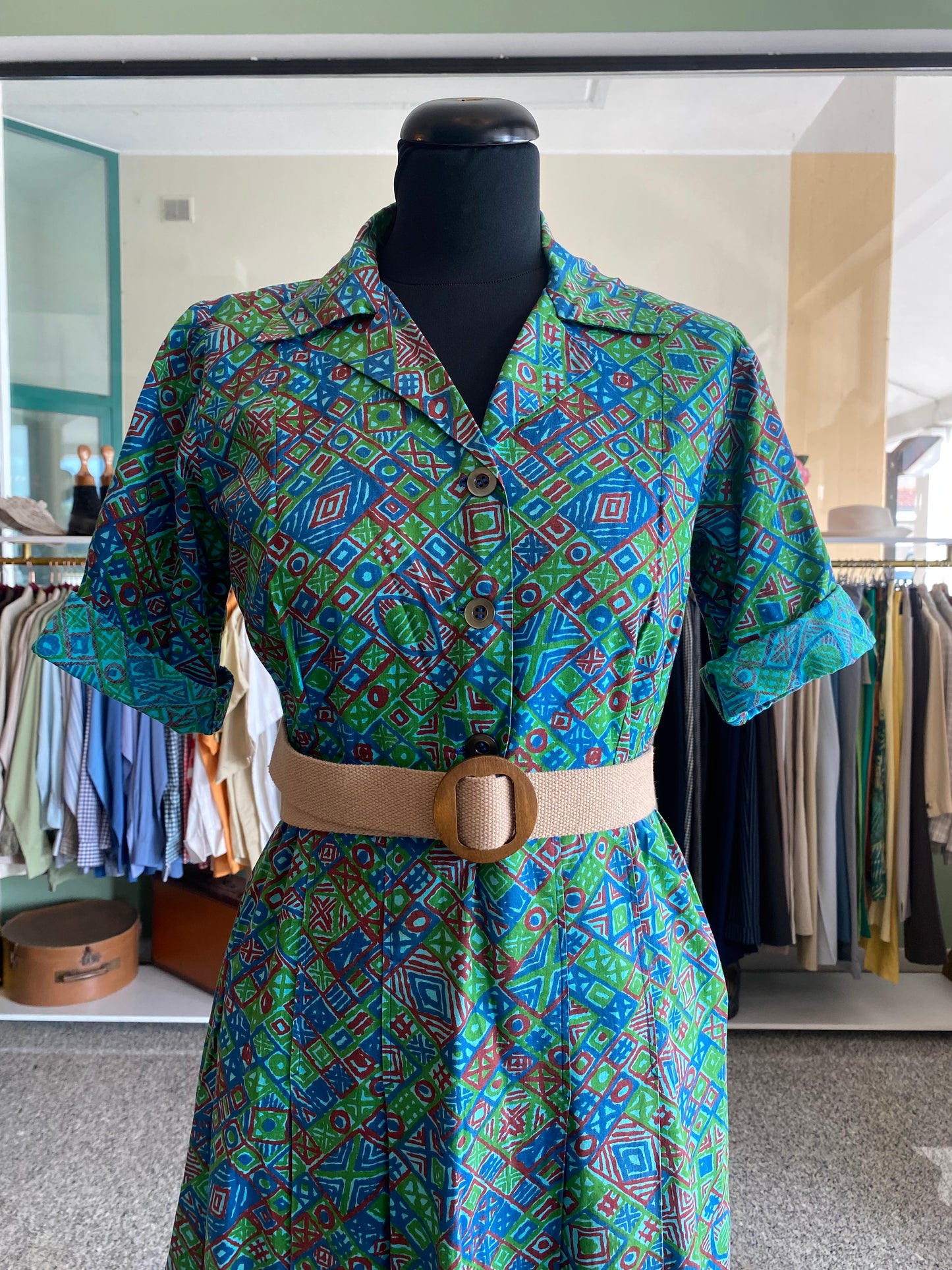 Abito primi anni ‘70 sartoriale in cotone - TG. 42 circa