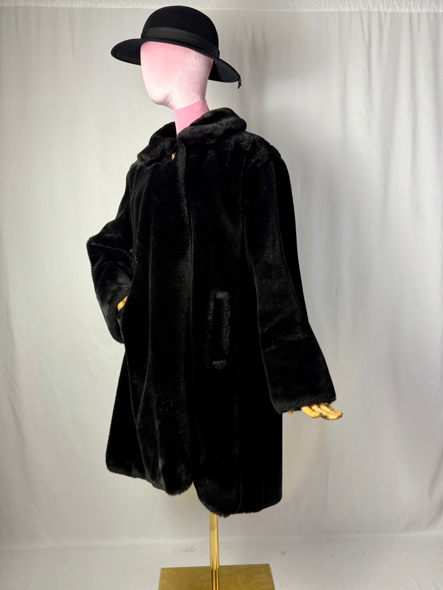 Teddy coat anni ‘80 in eco pelliccia - TG. 44 circa