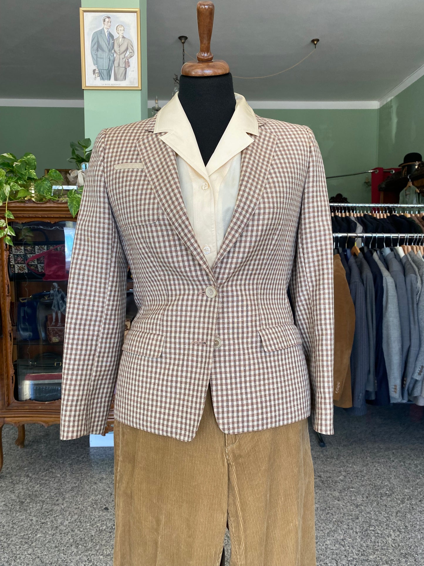 Giacca a quadri in lana misti lino - TG. 40/42