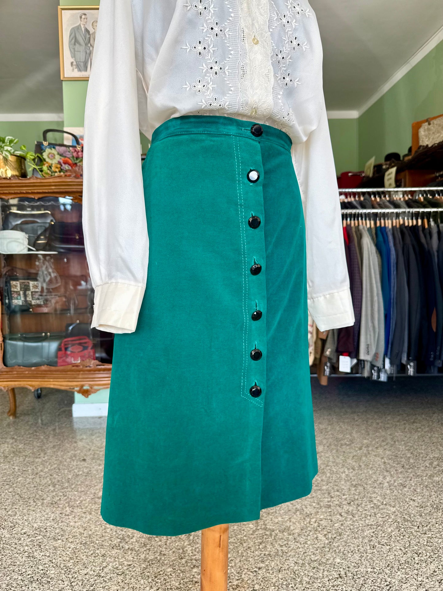 Gonna in velluto verde smeraldo - TG. 52