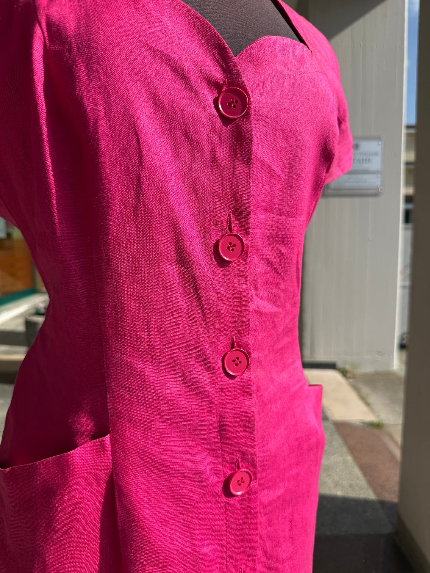 Abito anni ‘80 Magenta in lino - TG. 44/46