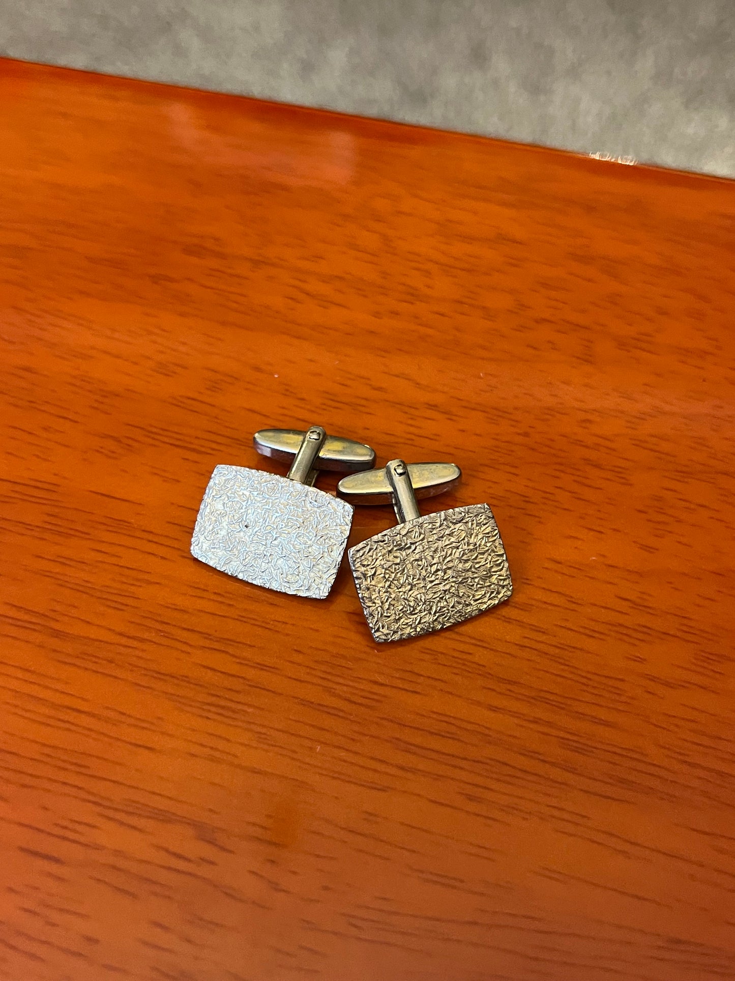 Gemelli argentati rettangolari