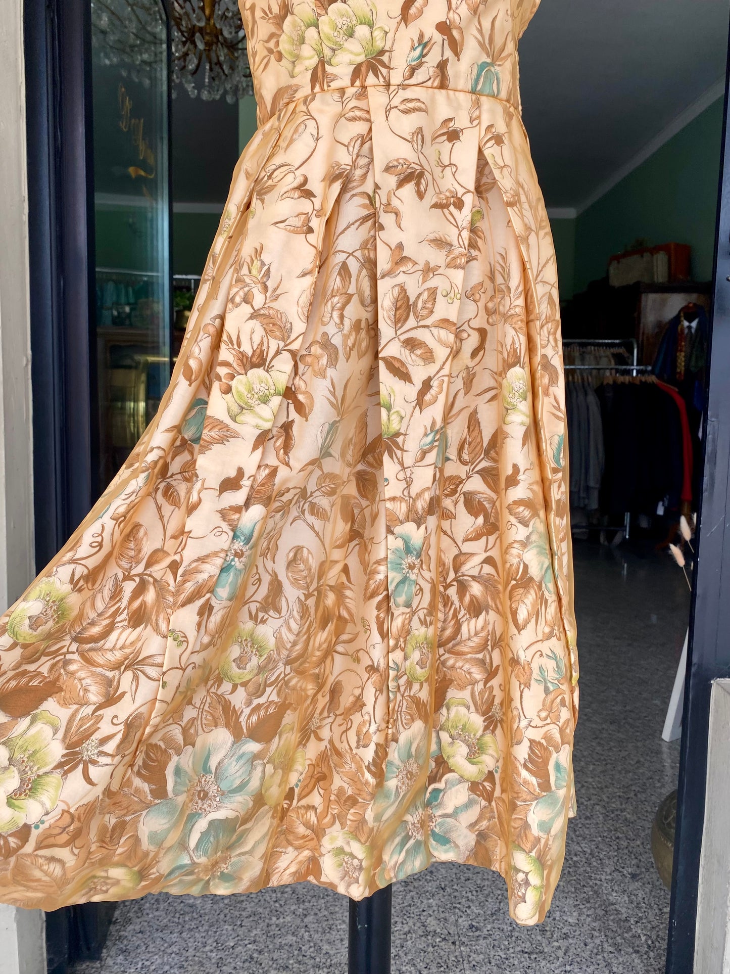 Raffinato abito anni '50 con organza floreale - TG. 38/40