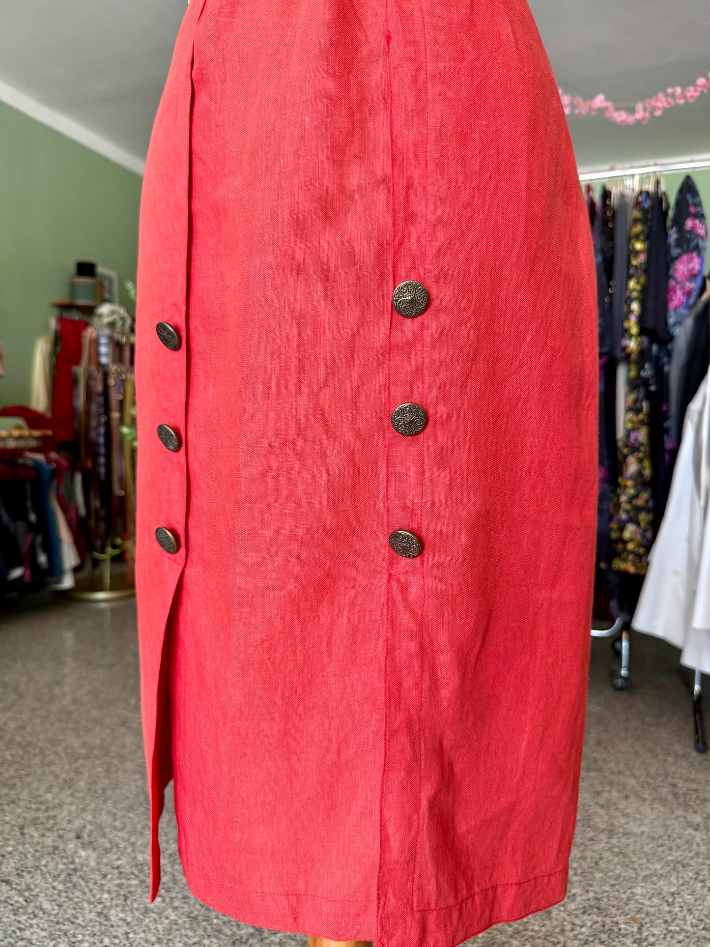 Abito rosso in 100% lino - TG. 44
