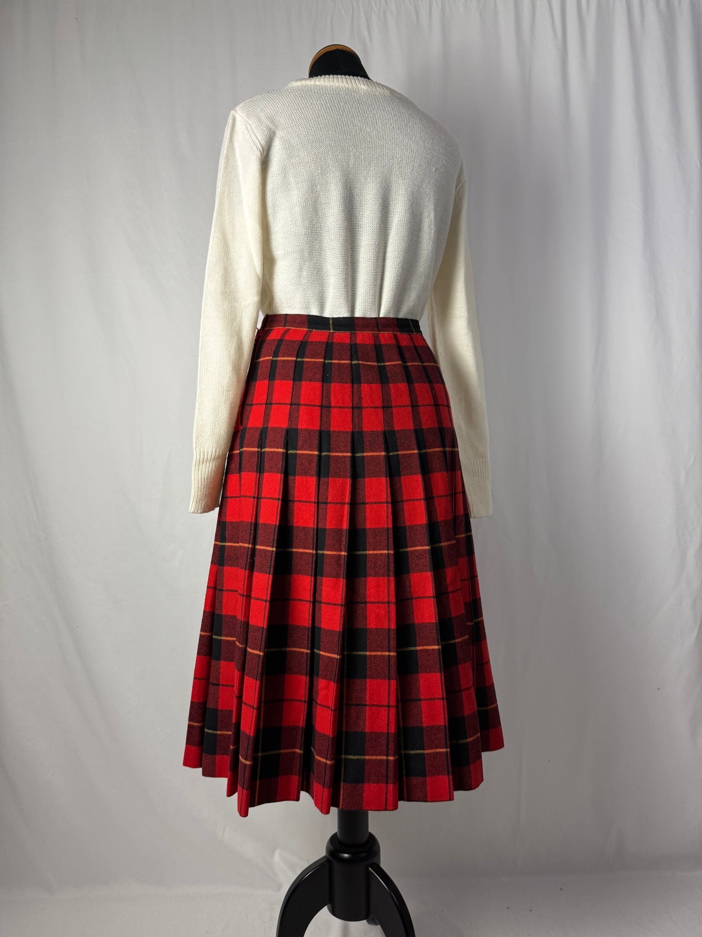 Gonna tartan rossa in pura lana - TG. 42