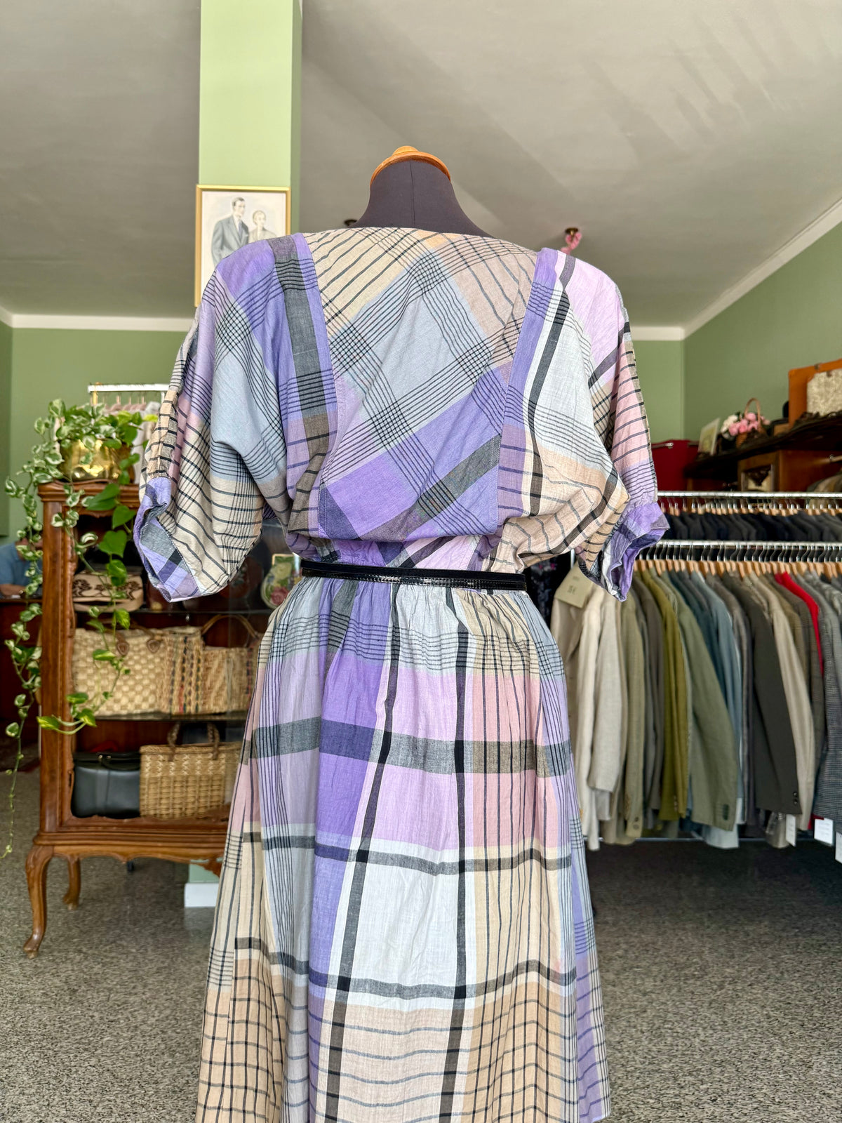 Abito anni ‘80 tartan viola - TG. 48/50