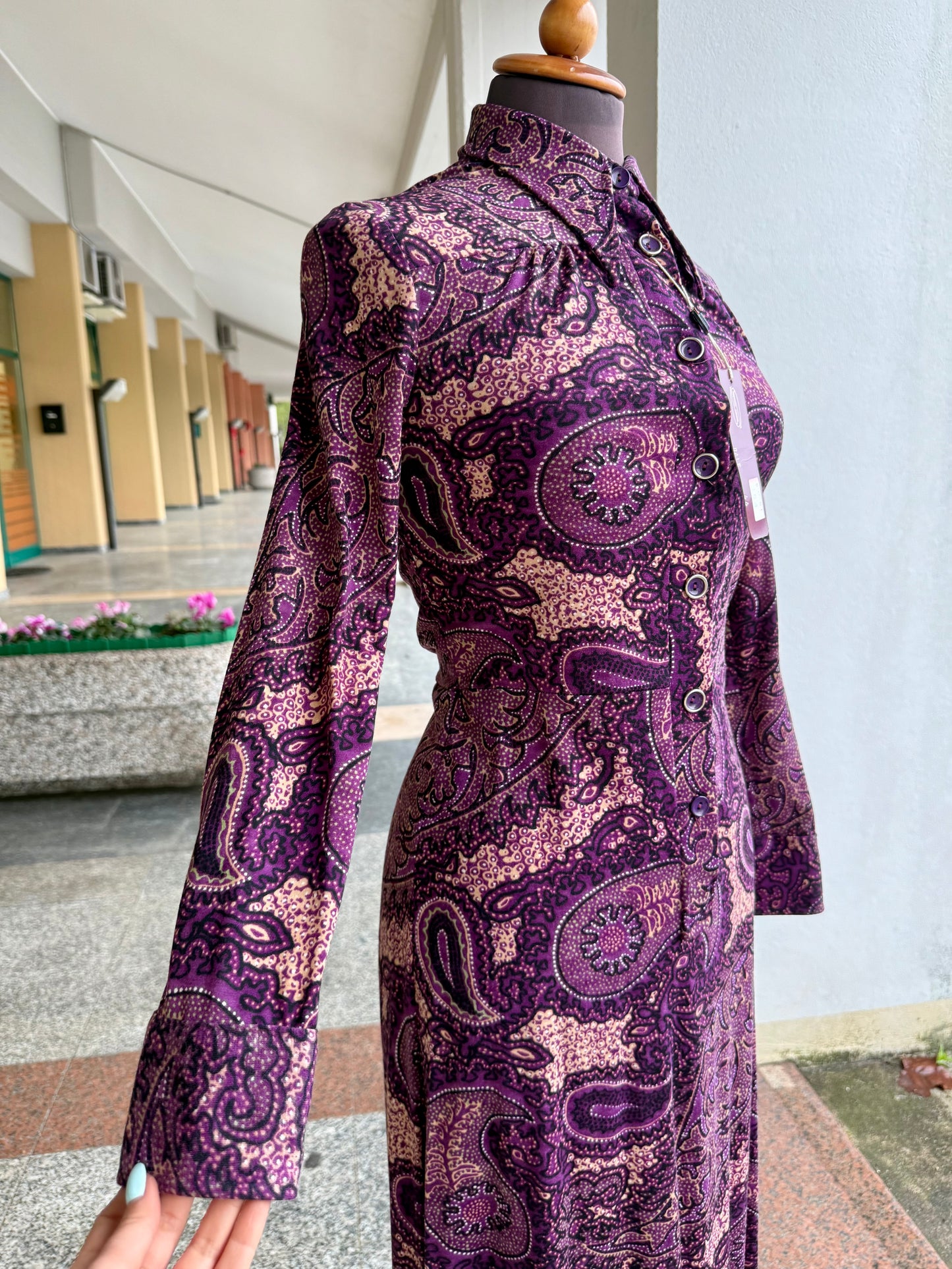 Abito chemisier paisley viola NOS - TG. 38